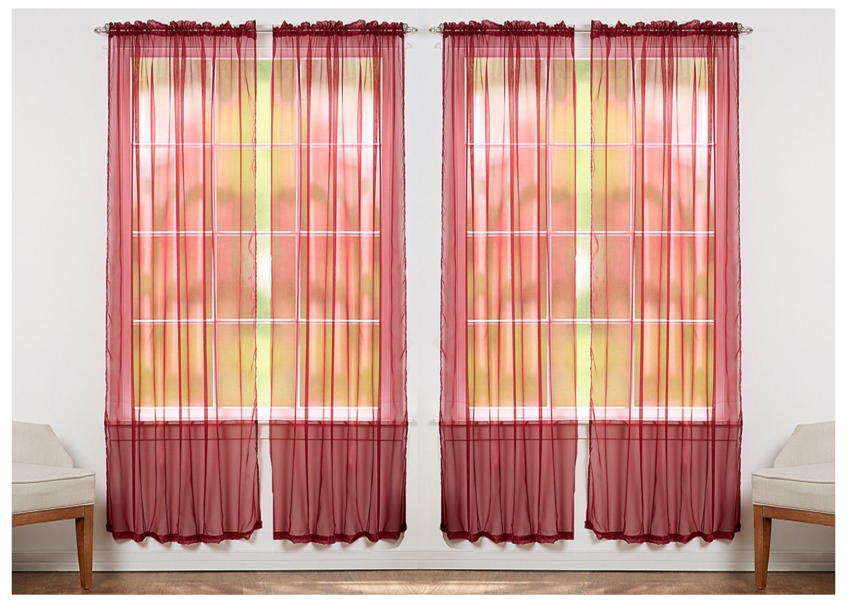 J&V TEXTILES 4-Pack Value: Solid Sheer Window Curtain Panels