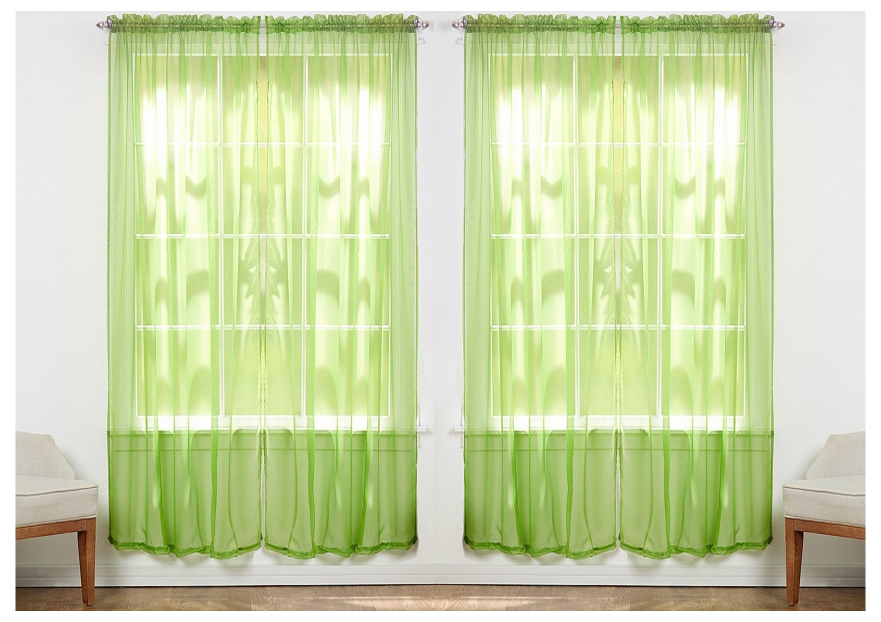 J&V TEXTILES 4-Pack Value: Solid Sheer Window Curtain Panels