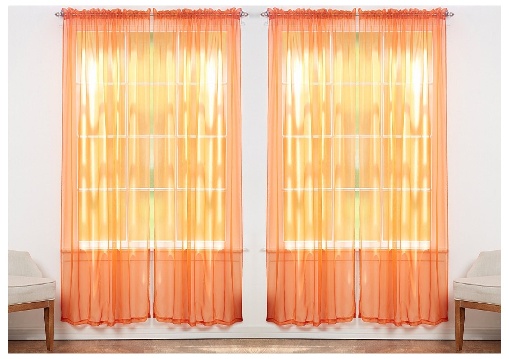 J&V TEXTILES 4-Pack Value: Solid Sheer Window Curtain Panels