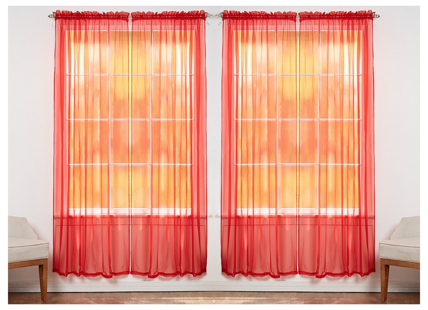 J&V TEXTILES 4-Pack Value: Solid Sheer Window Curtain Panels
