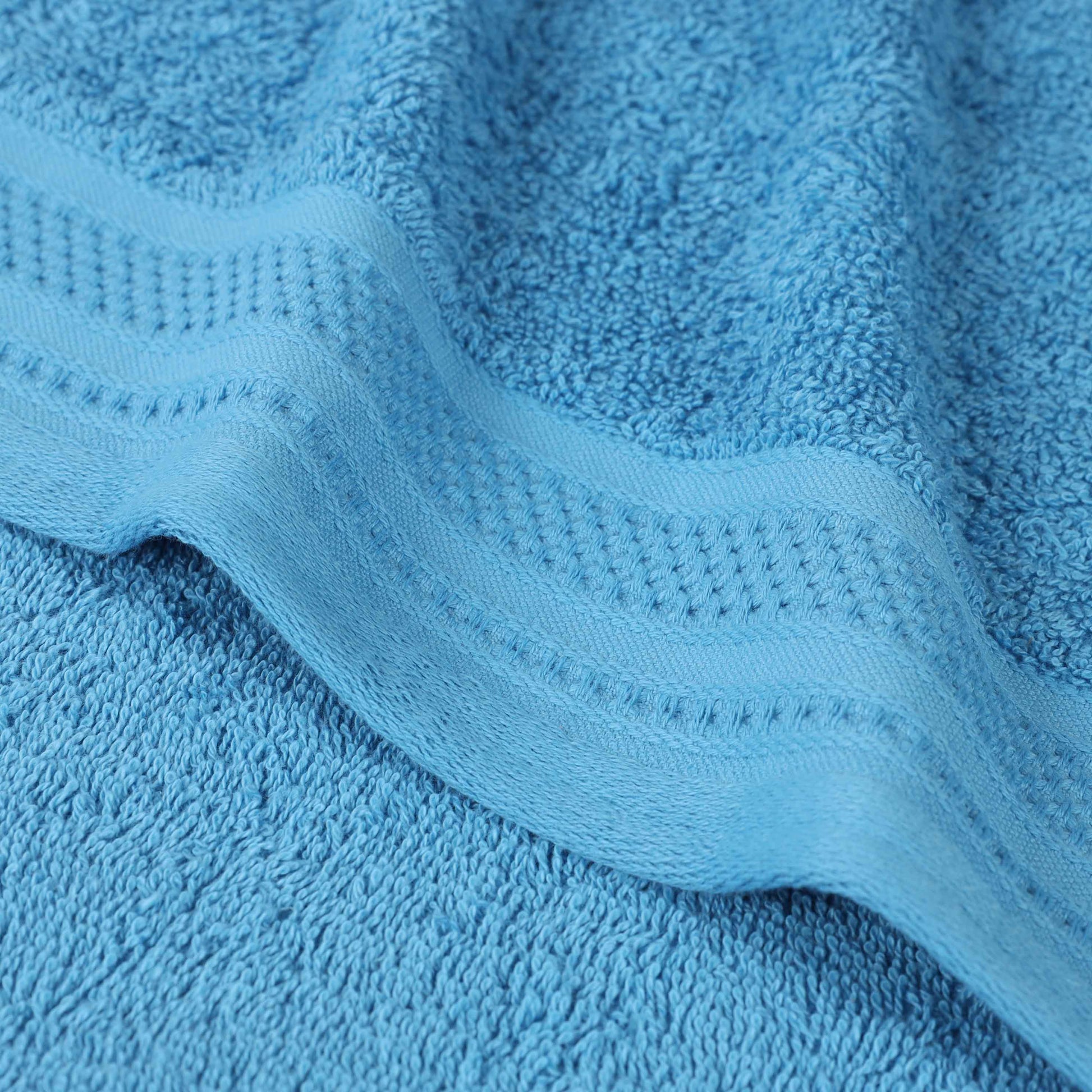 Honeycomb Textured Waffle Border Cotton Bath Towels, Set of 4 - Bath Towel by Superior Brand