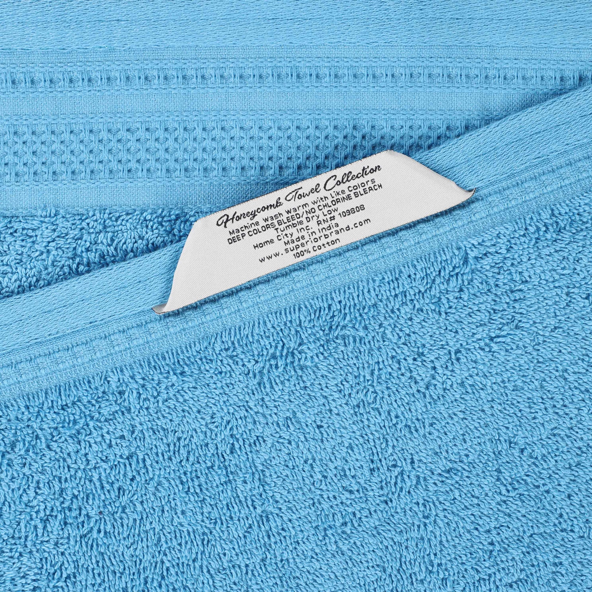Honeycomb Textured Waffle Border Cotton Bath Towels, Set of 4 - Bath Towel by Superior Brand