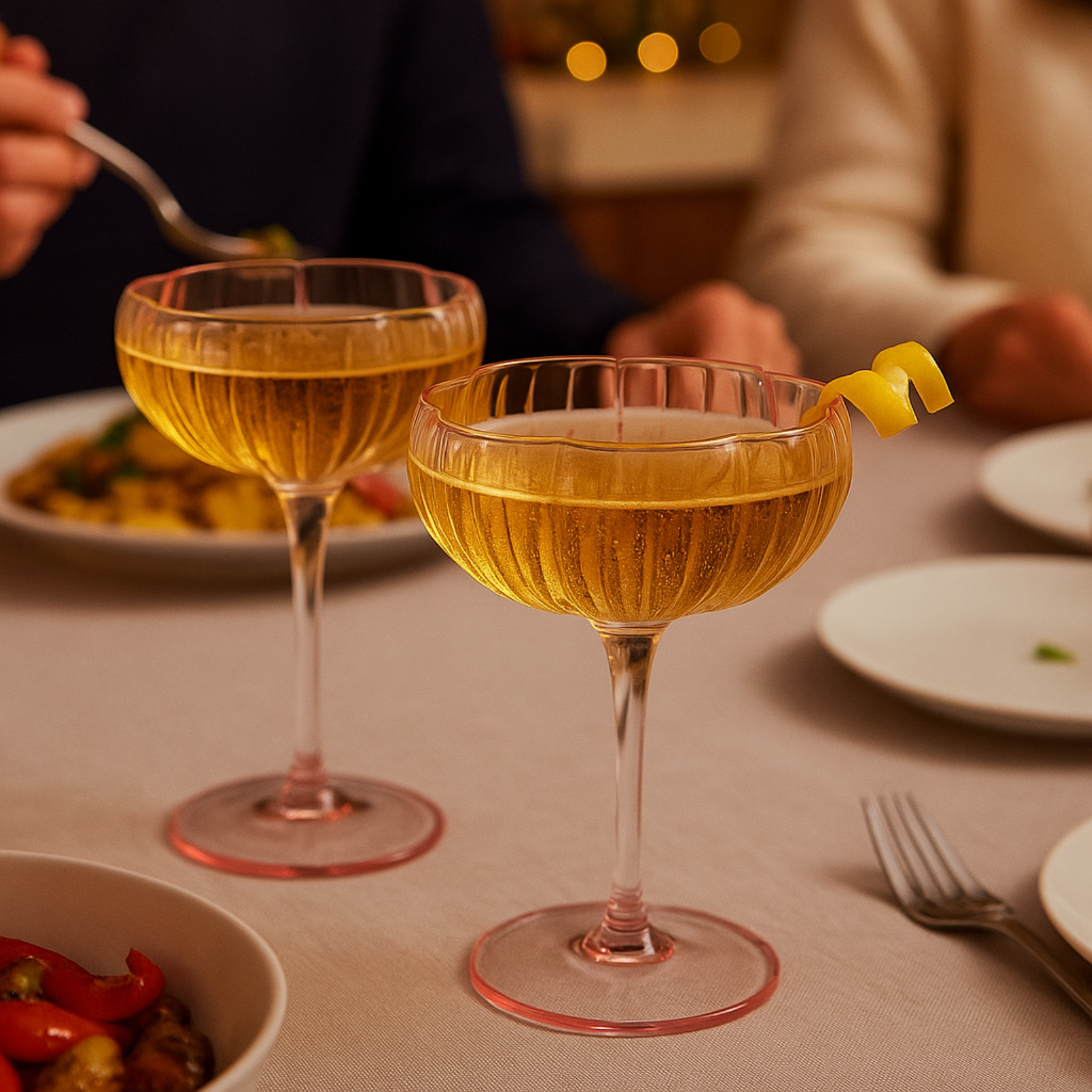 Flower Coupe Cocktail Colored Glasses | Set of 2 | Blush Pink