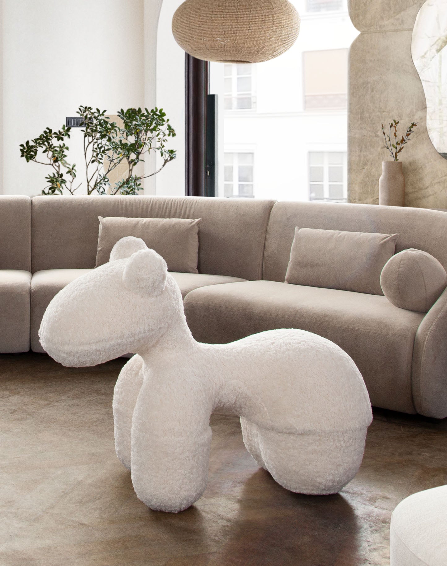 Bailey Animal Bench in Cream Faux Sheepskin by Diamond Sofa