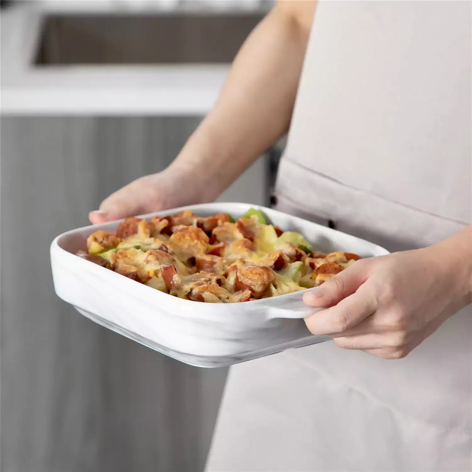 Marble Grey Rectangular Baking Dish for Casseroles