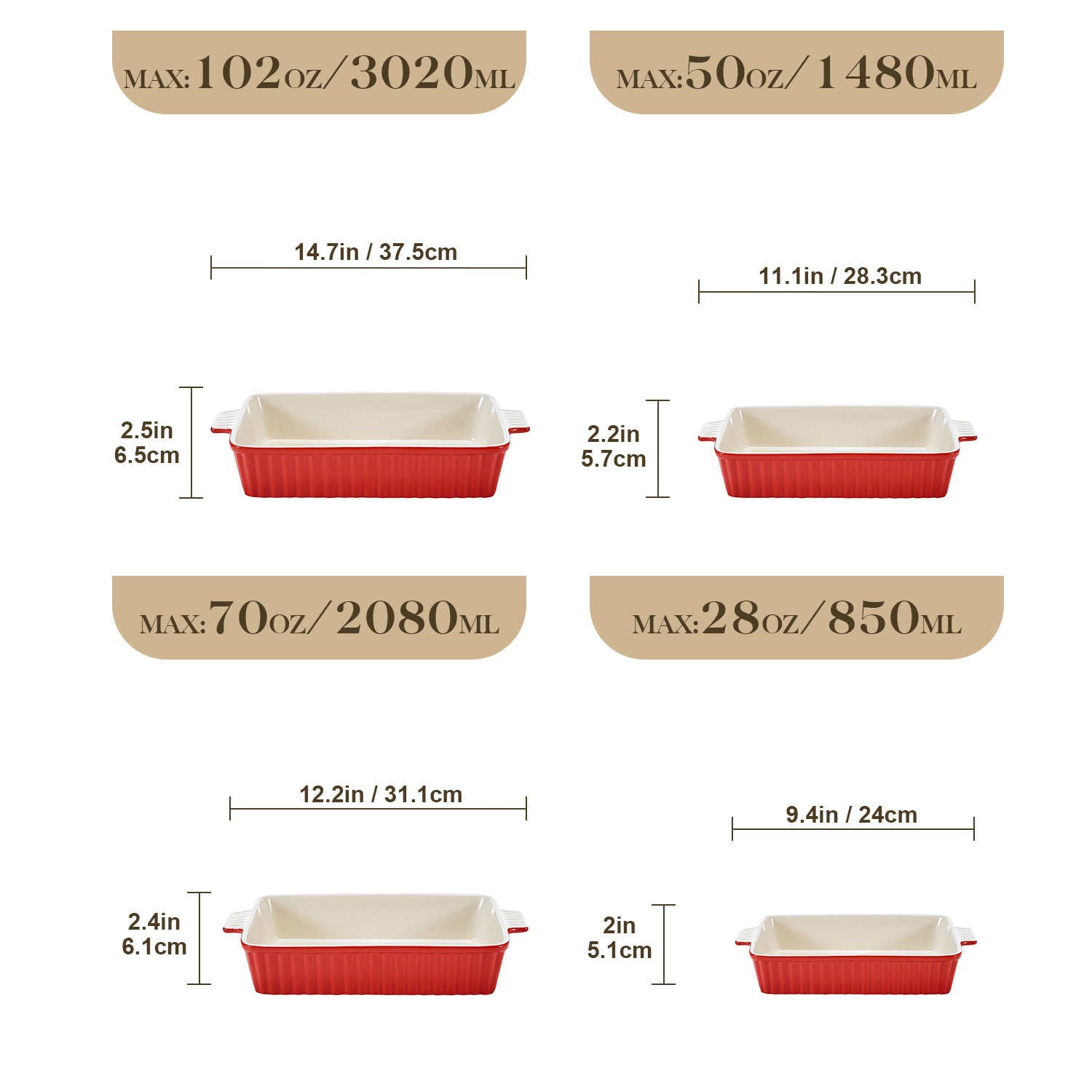 Red Bakeware Set of 4