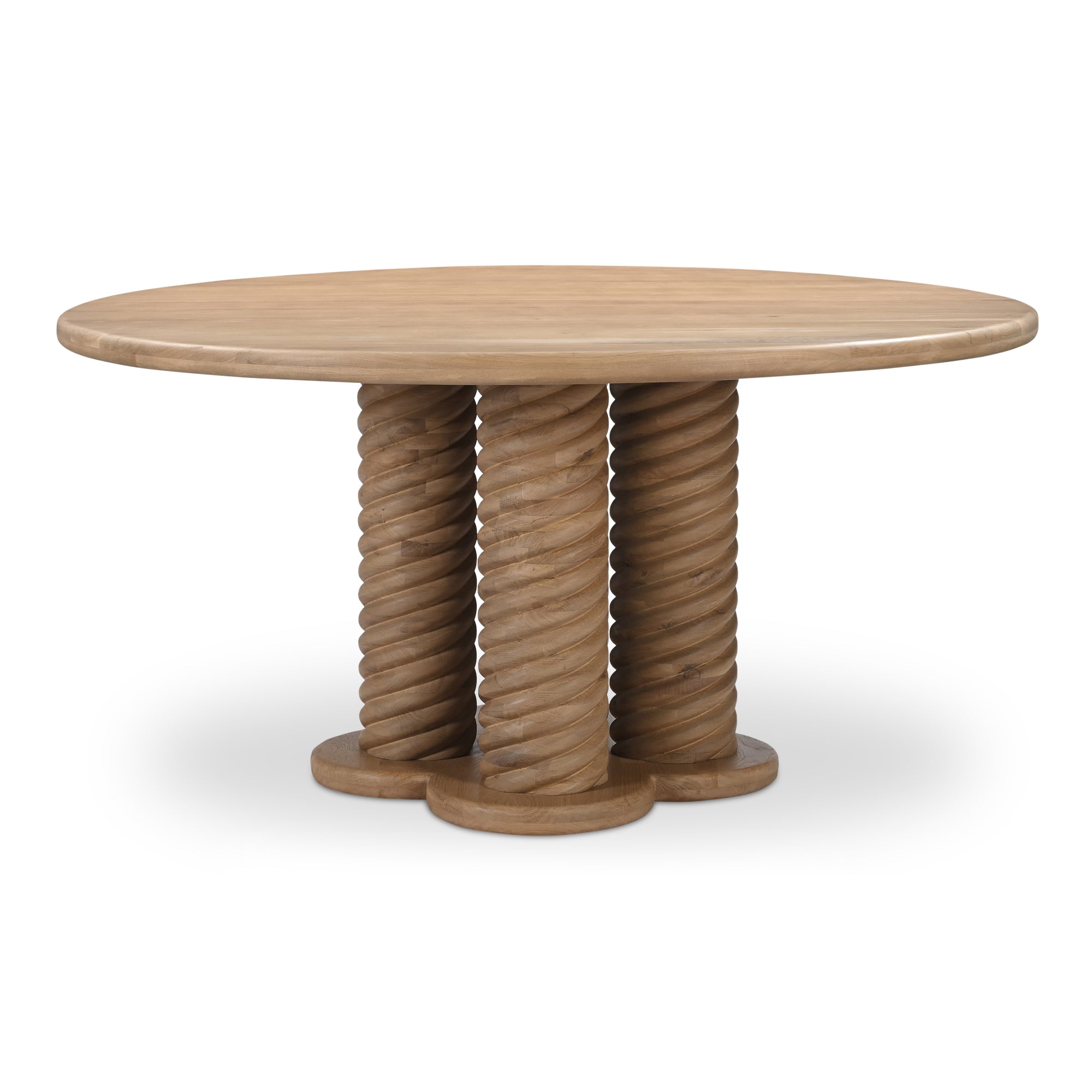 Treccia Round Dining Table Oak - Moes Home