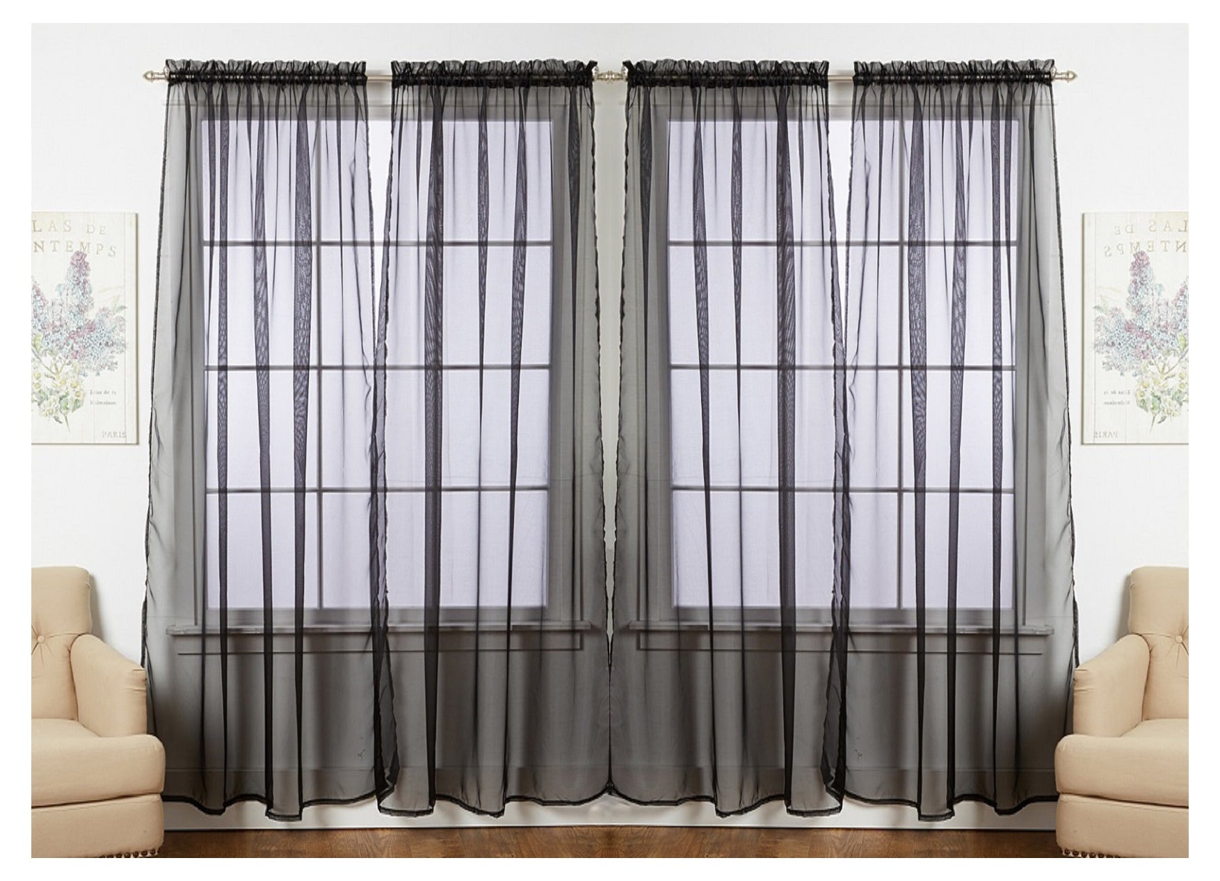 J&V TEXTILES 4-Pack Value: Solid Sheer Window Curtain Panels