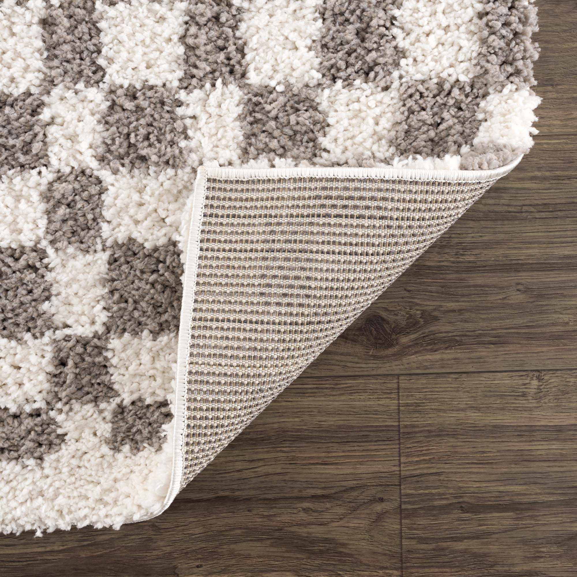 Kieu Taupe Checkered Plush Rug