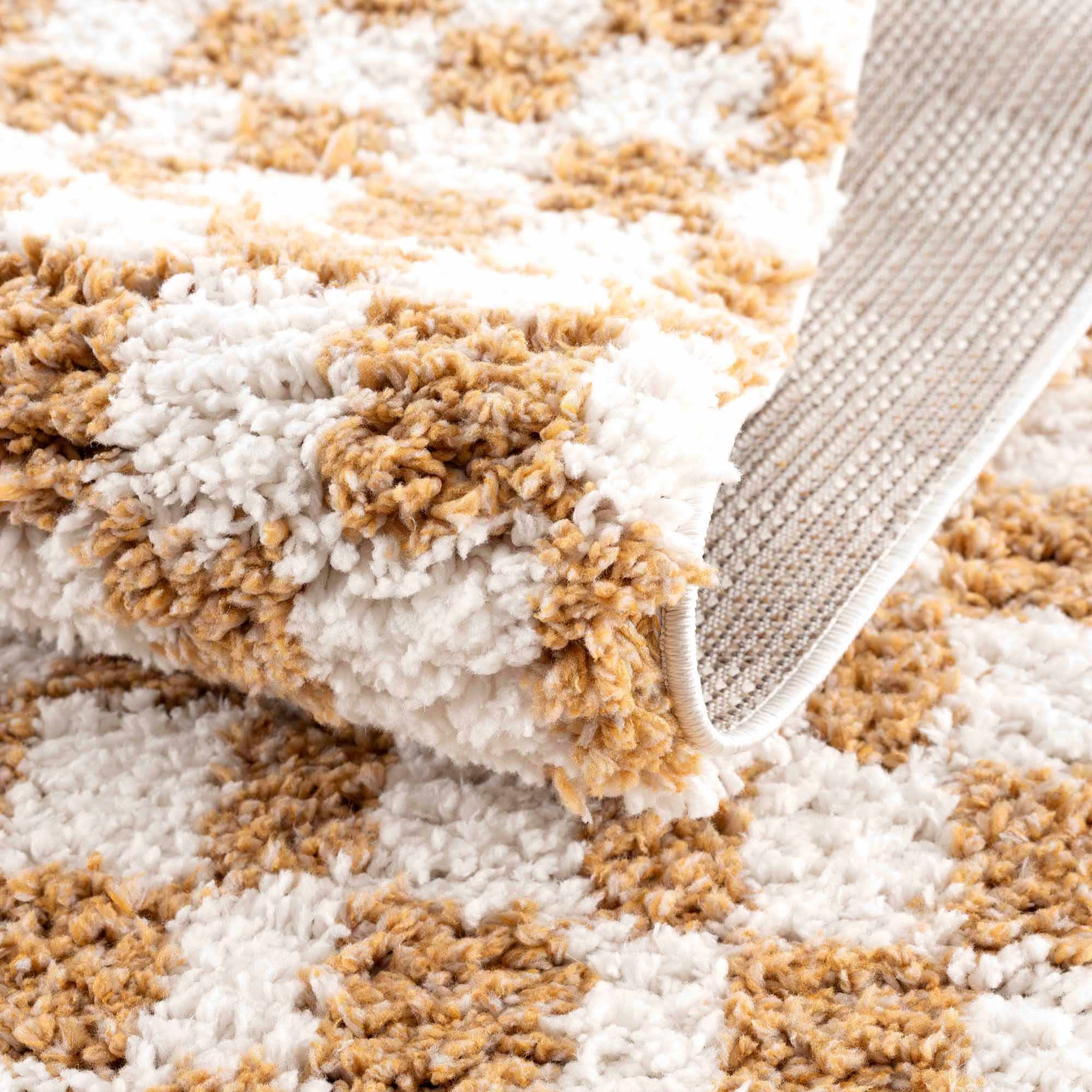 Kieu Mustard & Ivory Checkered Area Rug