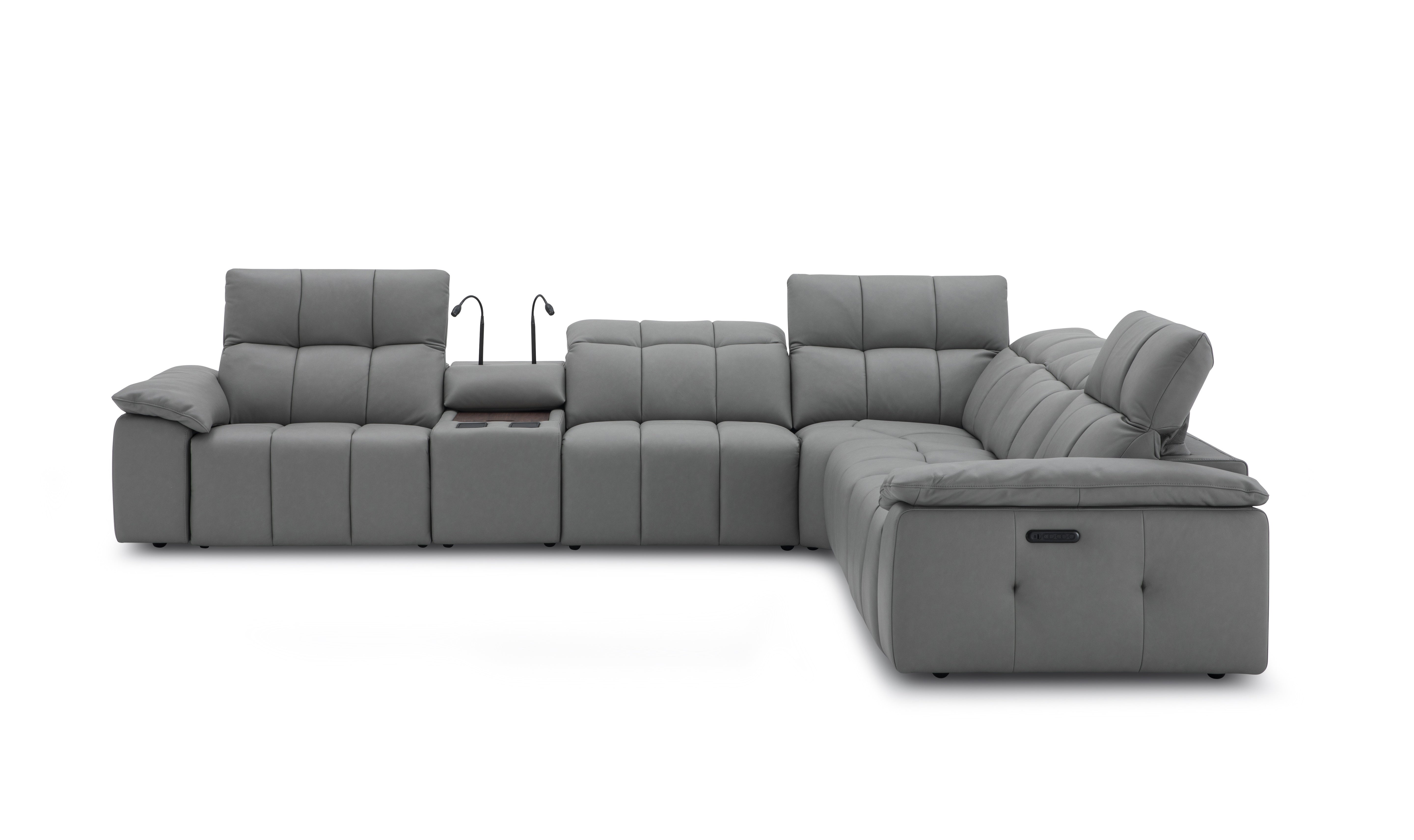 Beaumont Leather Reclining Sectional- J&M
