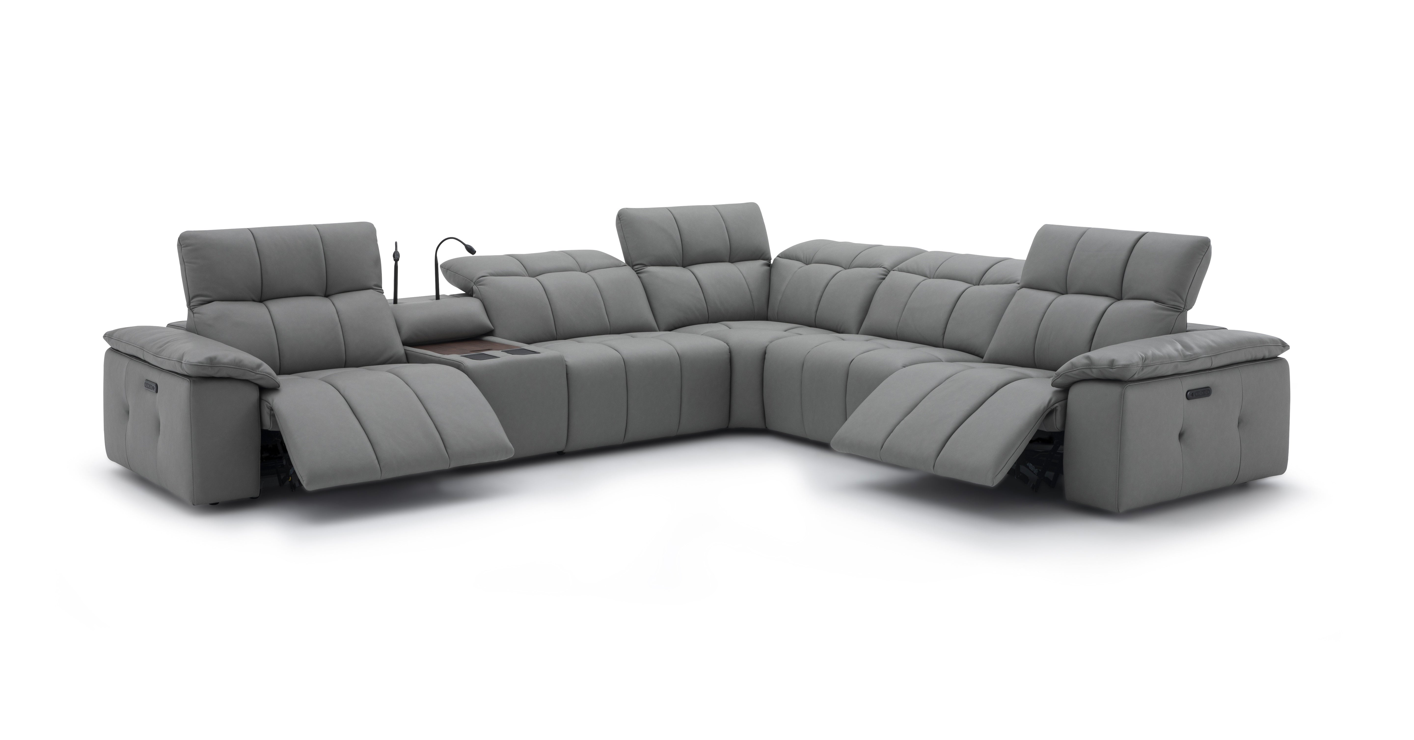 Beaumont Leather Reclining Sectional- J&M