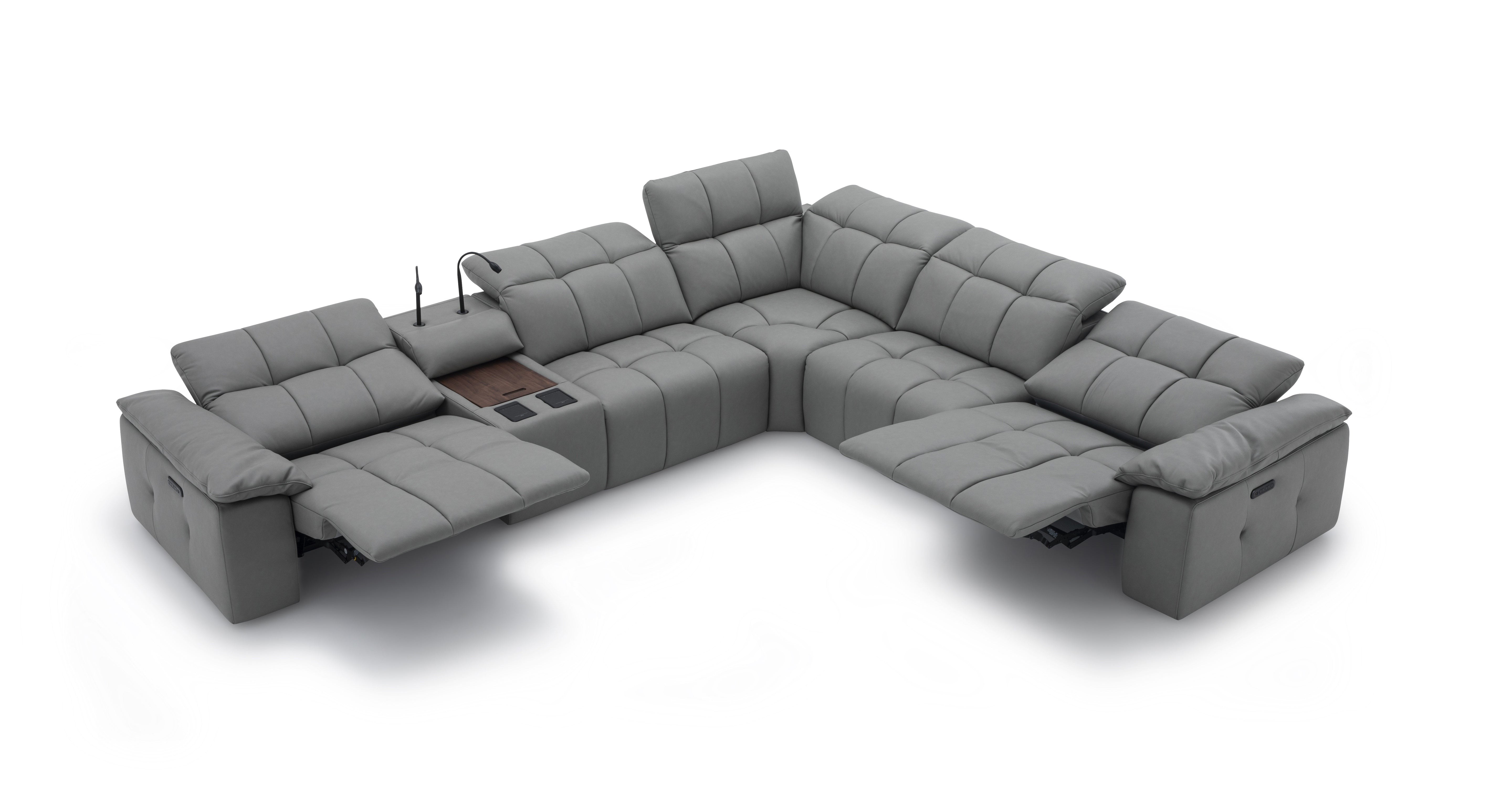 Beaumont Leather Reclining Sectional- J&M