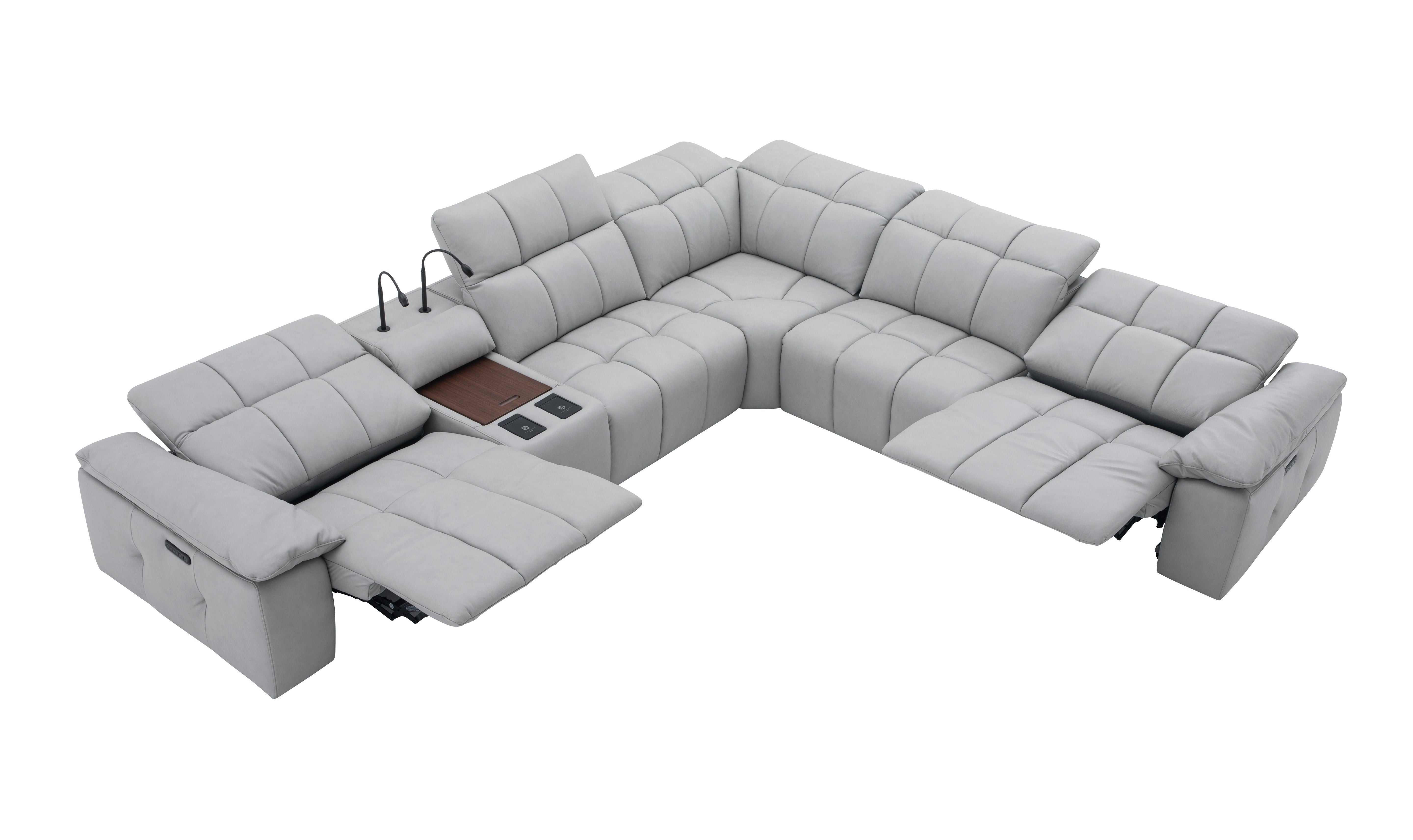 Beaumont Leather Reclining Sectional- J&M