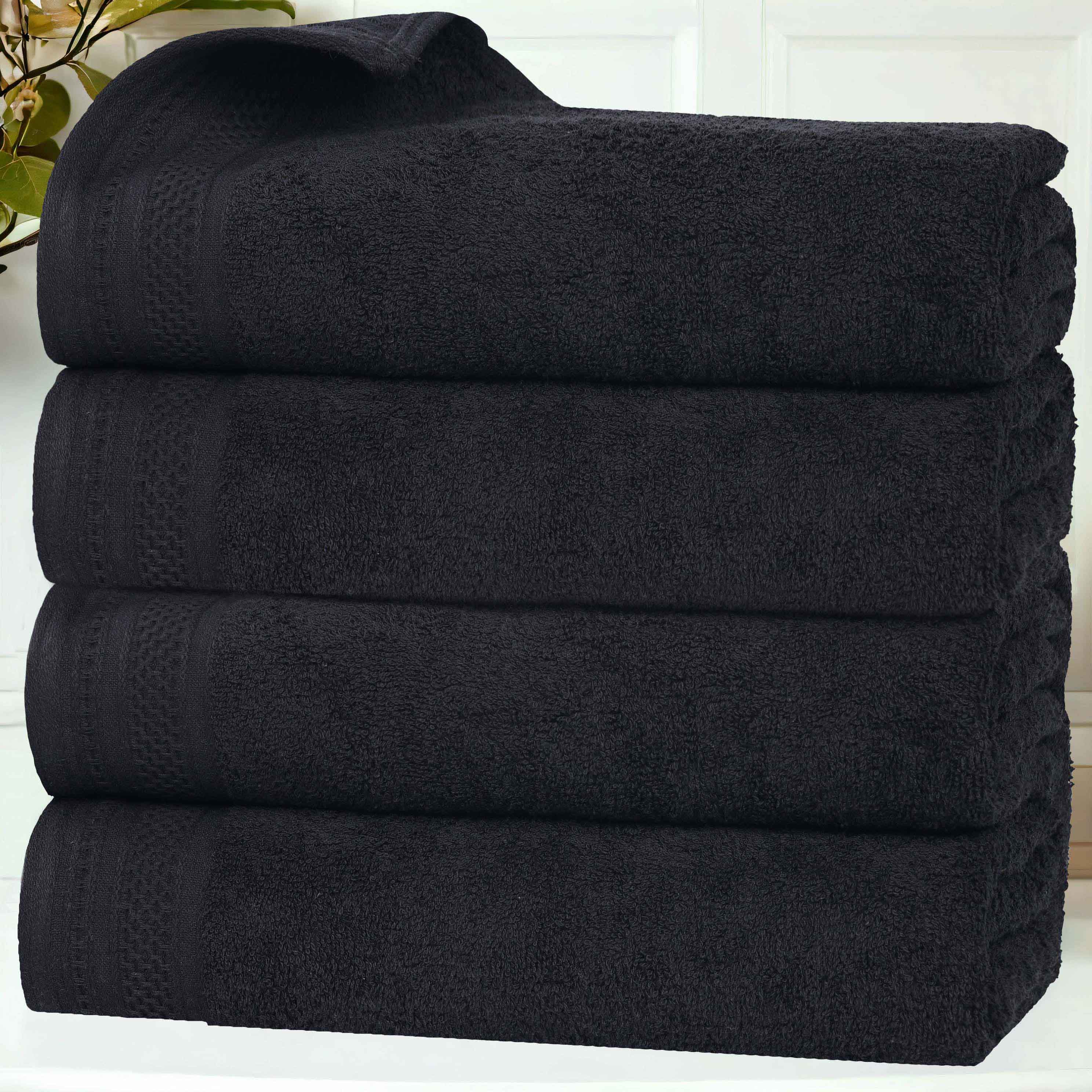 Honeycomb Textured Waffle Border Cotton Bath Towels, Set of 4 - Bath Towel by Superior Brand