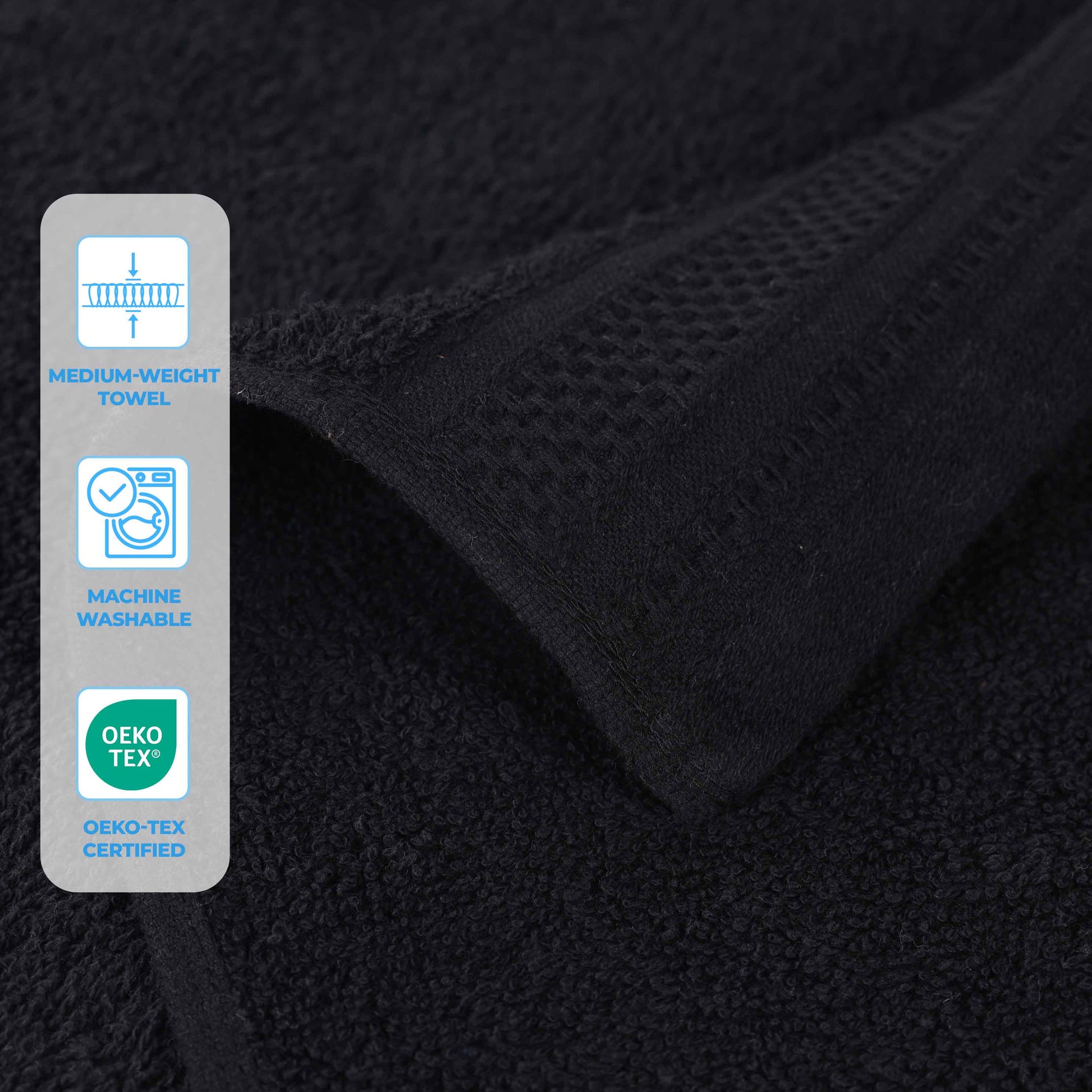 Honeycomb Textured Waffle Border Cotton Bath Towels, Set of 4 - Bath Towel by Superior Brand