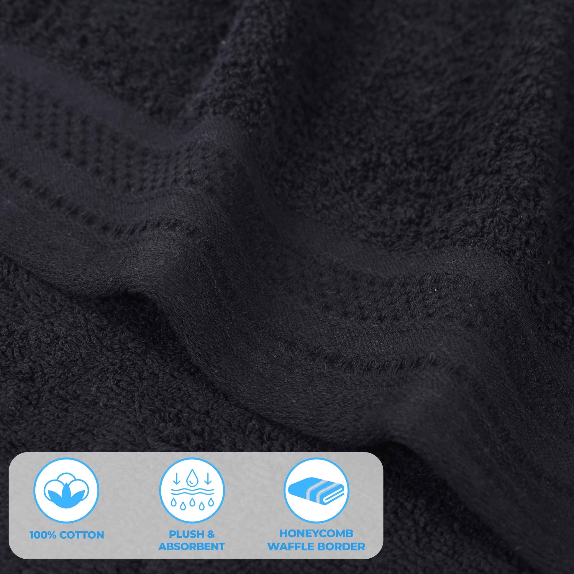 Honeycomb Textured Waffle Border Cotton Bath Towels, Set of 4 - Bath Towel by Superior Brand