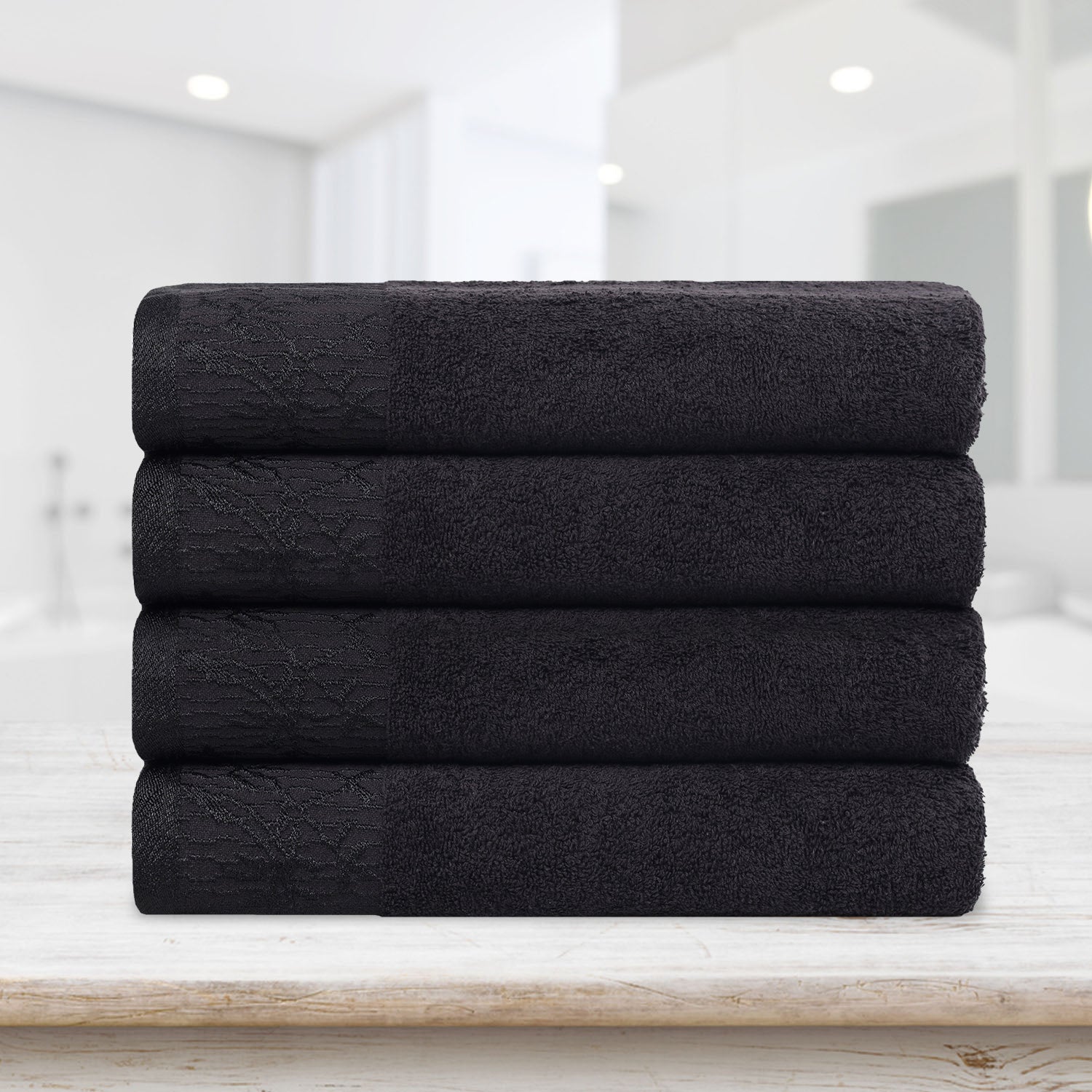 Cotton-Floral-Jacquard-Border-Bath-Towel-Set-of-4-Wisteria-Bath-Towels-&-Washcloths