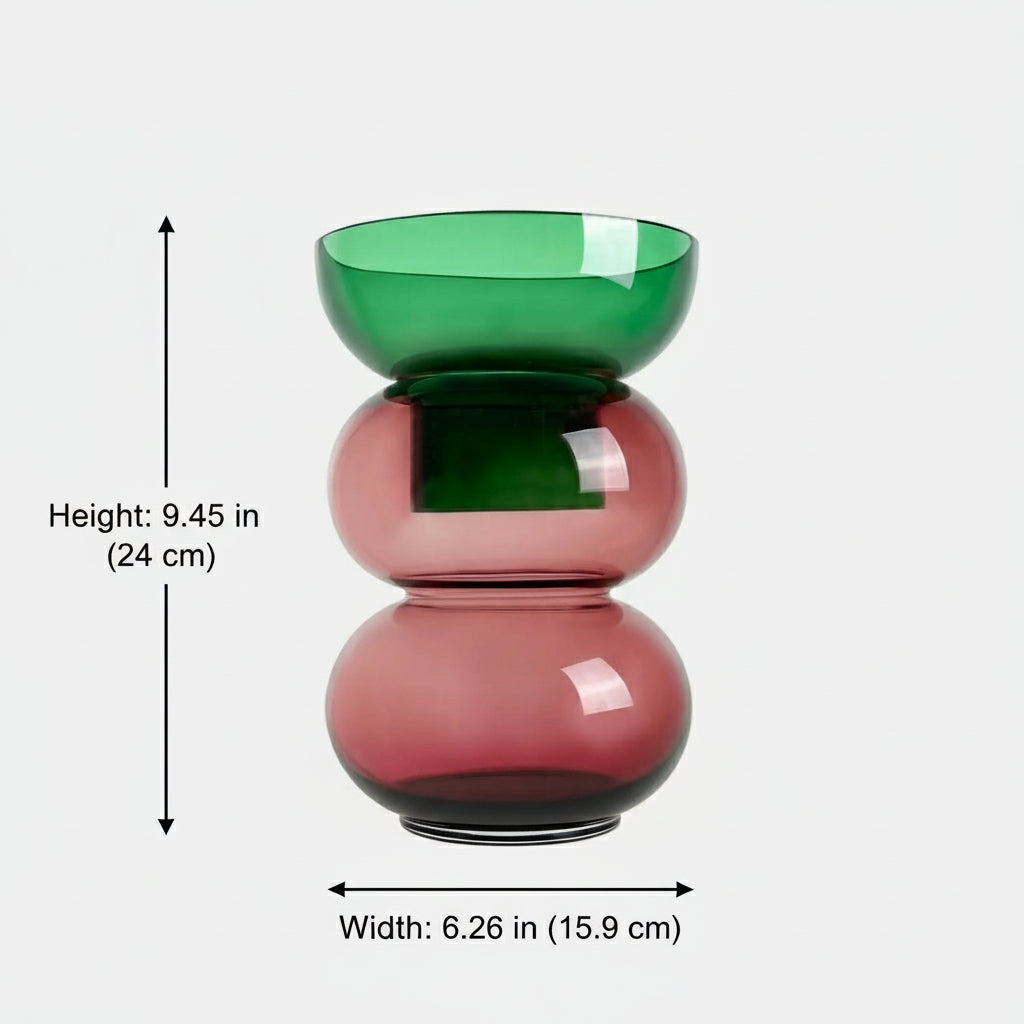 Bubble Med Green & Pink Vase