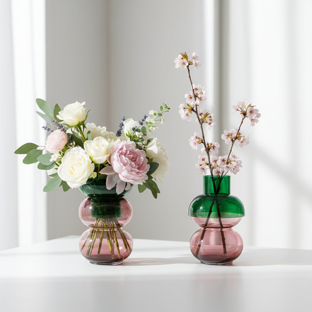 Bubble Med Green & Pink Vase