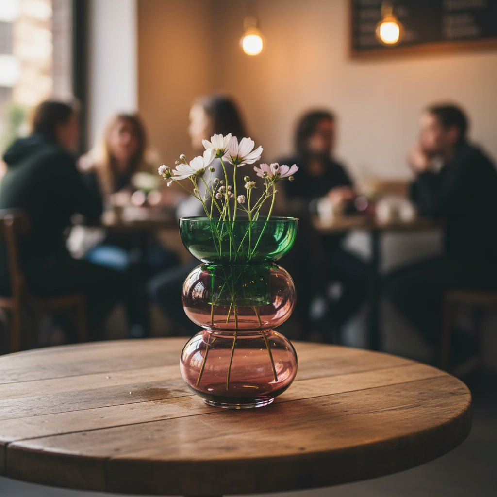 Bubble Med Green & Pink Vase