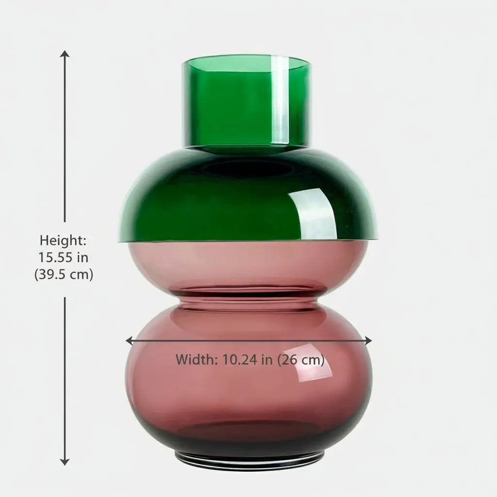 Bubble XL Green & Pink Large Glass Vase