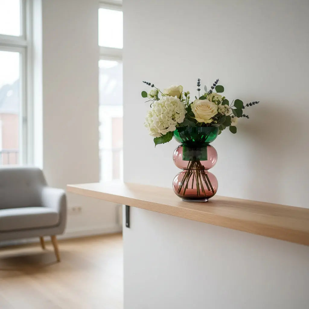 Bubble XL Green & Pink Large Glass Vase