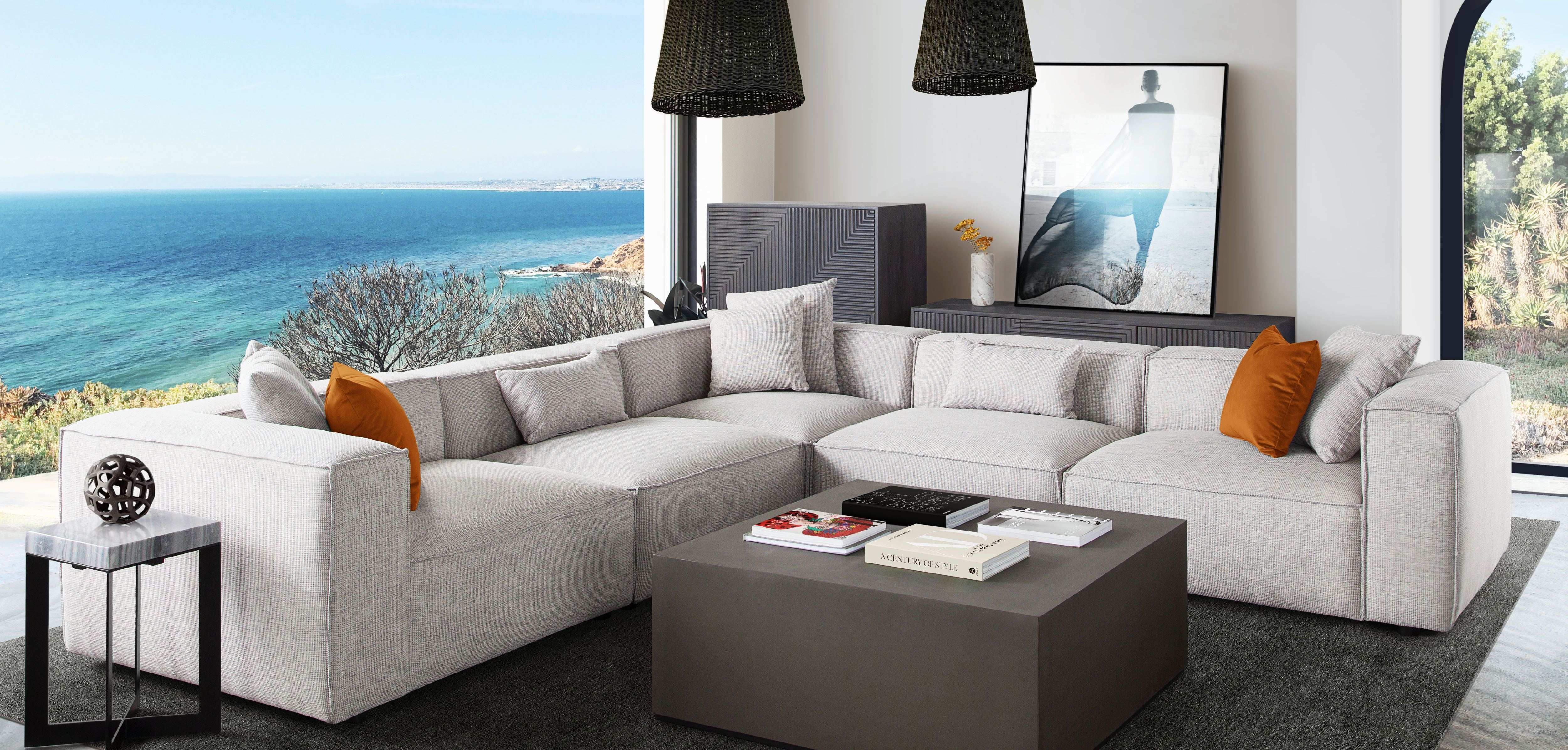 Vice 5 Piece Modular Sectional – Barley Fabric