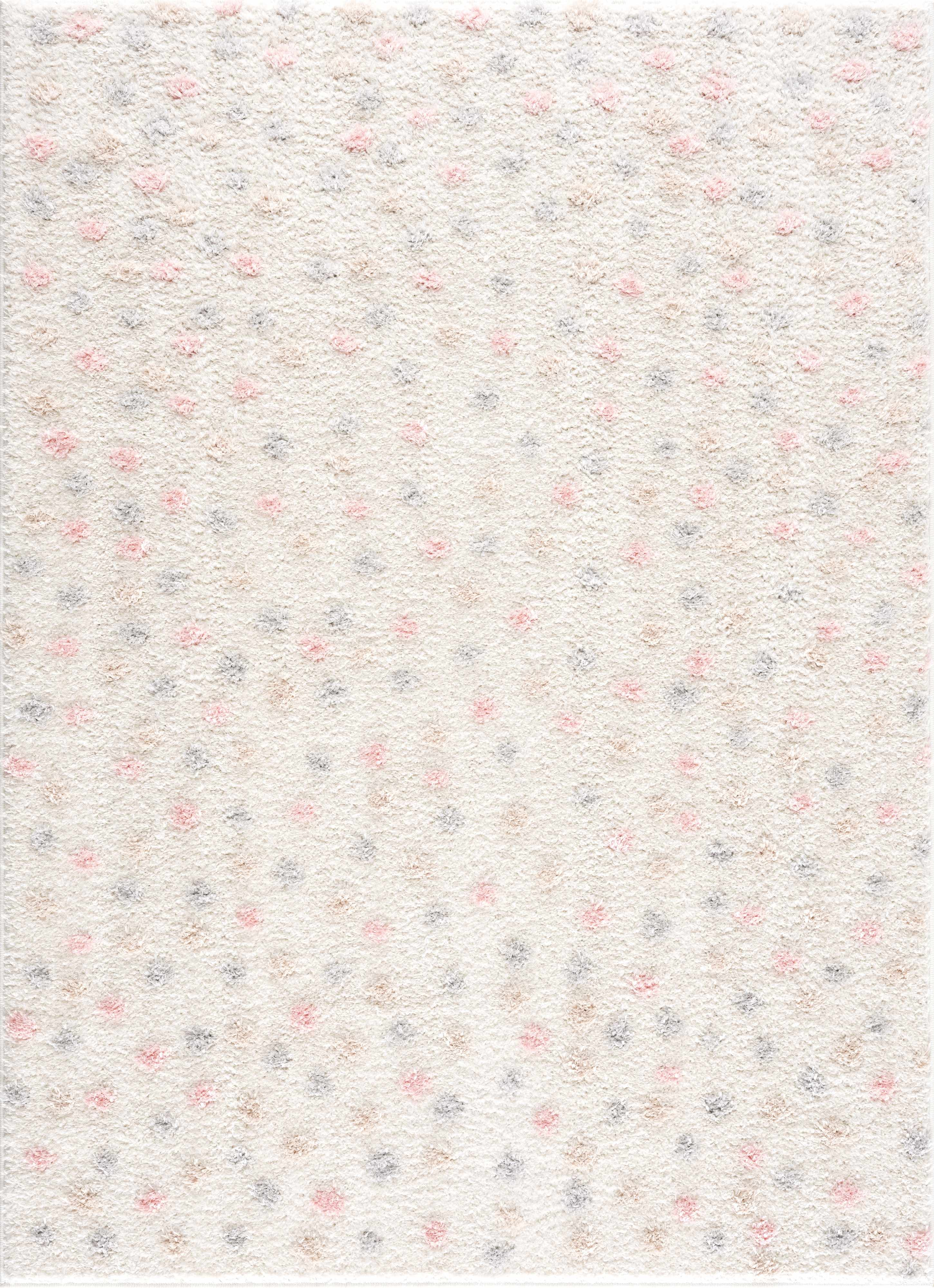 Cansu Pink & Cream Dotted Area Rug