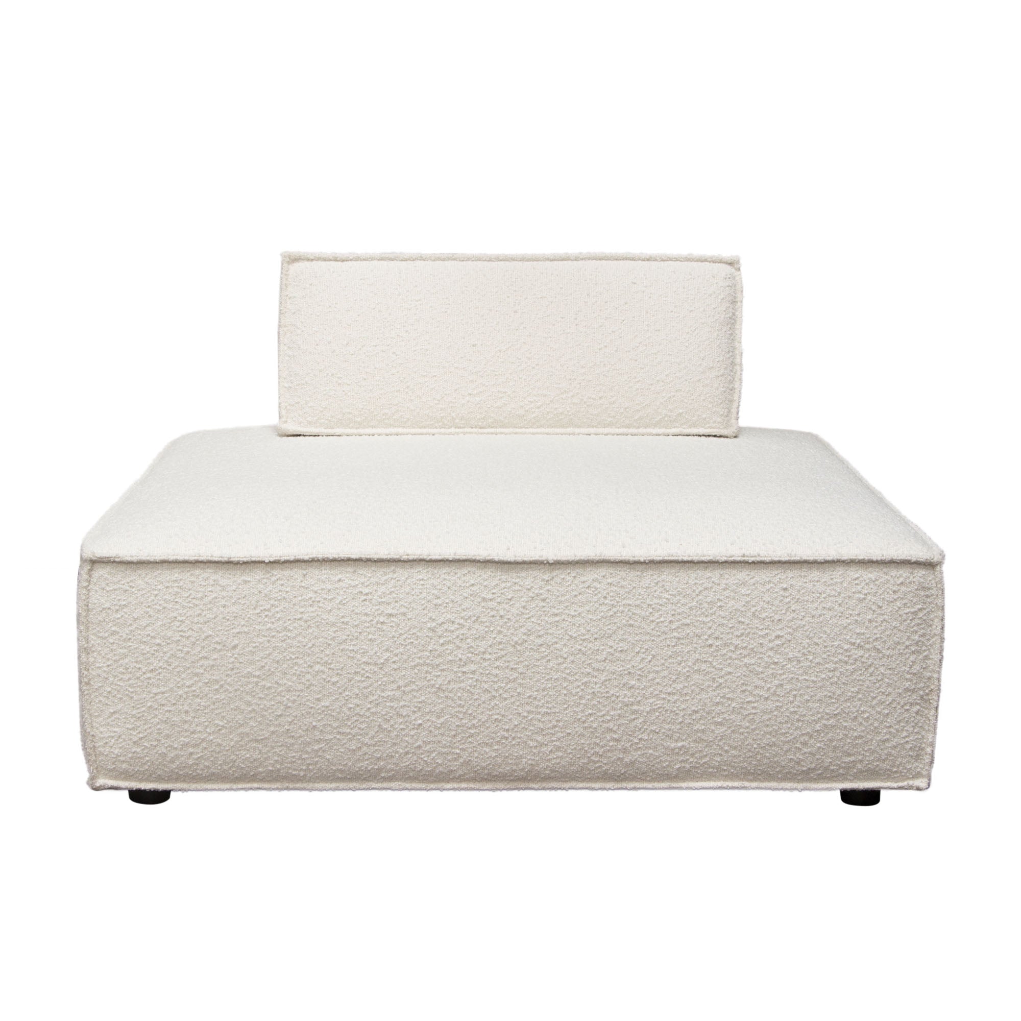 Cara Square Modular Lounger by Diamond Sofa in Ivory Boucle Fabric w/ Moveable, Non-Skid Backrest