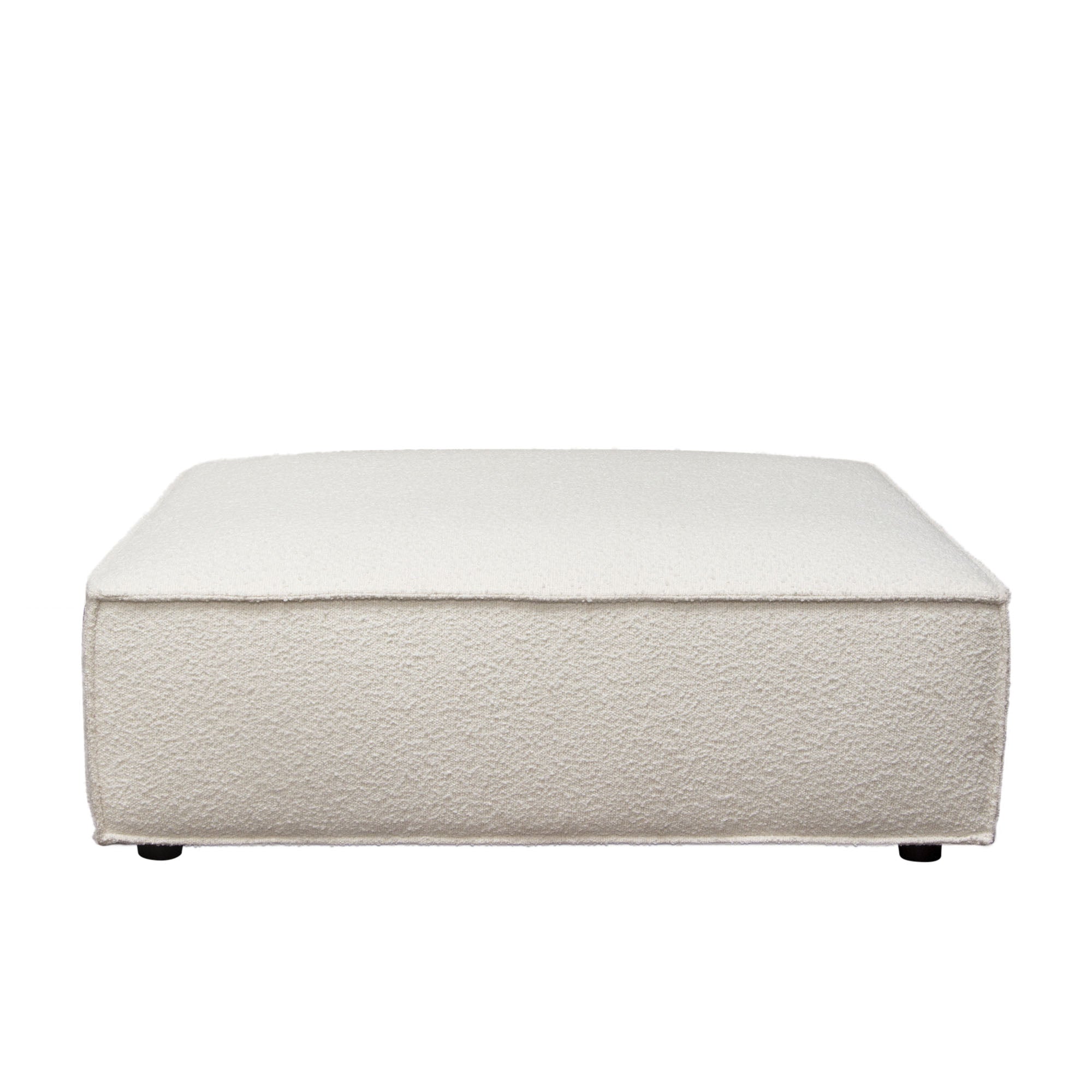 Cara Square Modular Lounger by Diamond Sofa in Ivory Boucle Fabric w/ Moveable, Non-Skid Backrest