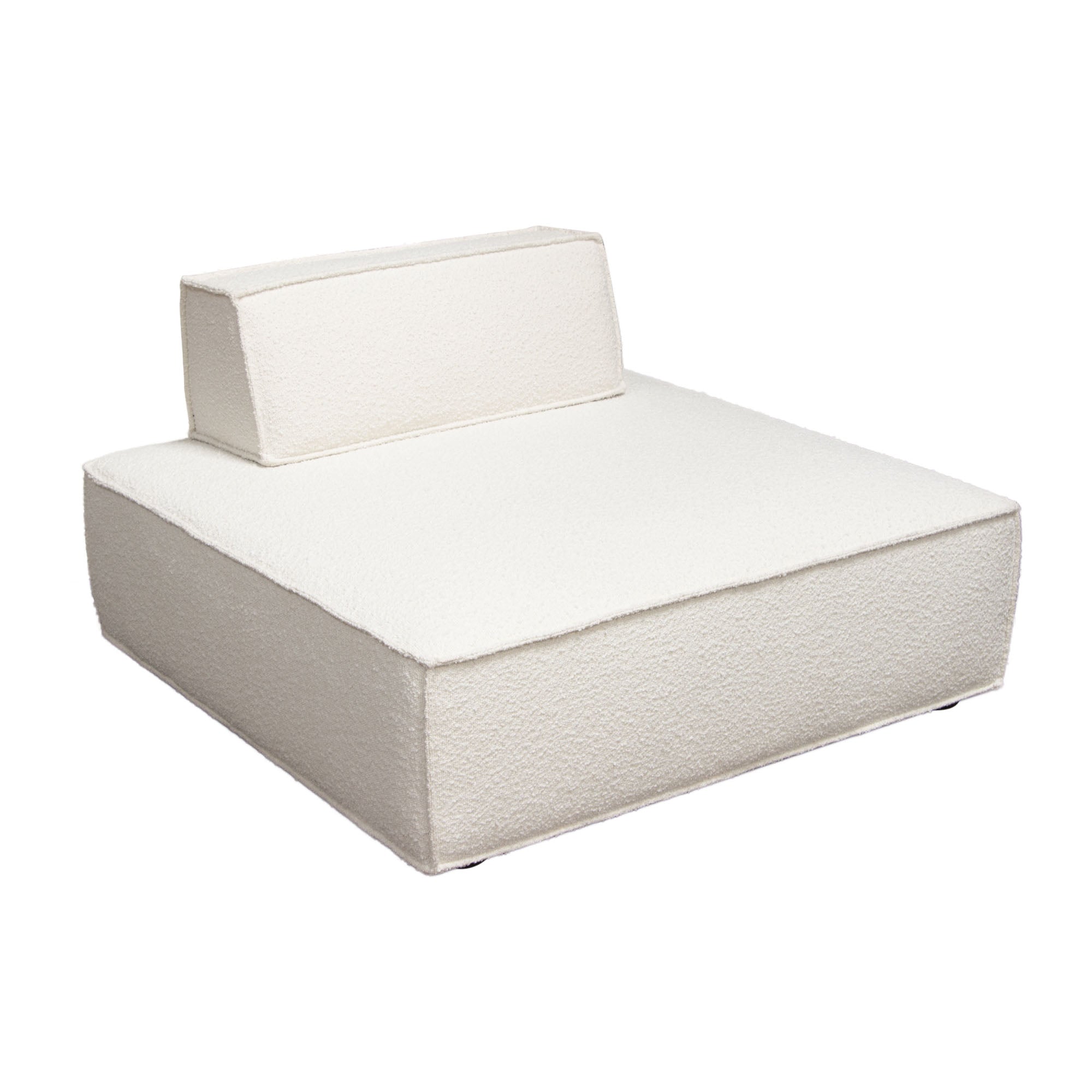Cara Square Modular Lounger by Diamond Sofa in Ivory Boucle Fabric w/ Moveable, Non-Skid Backrest