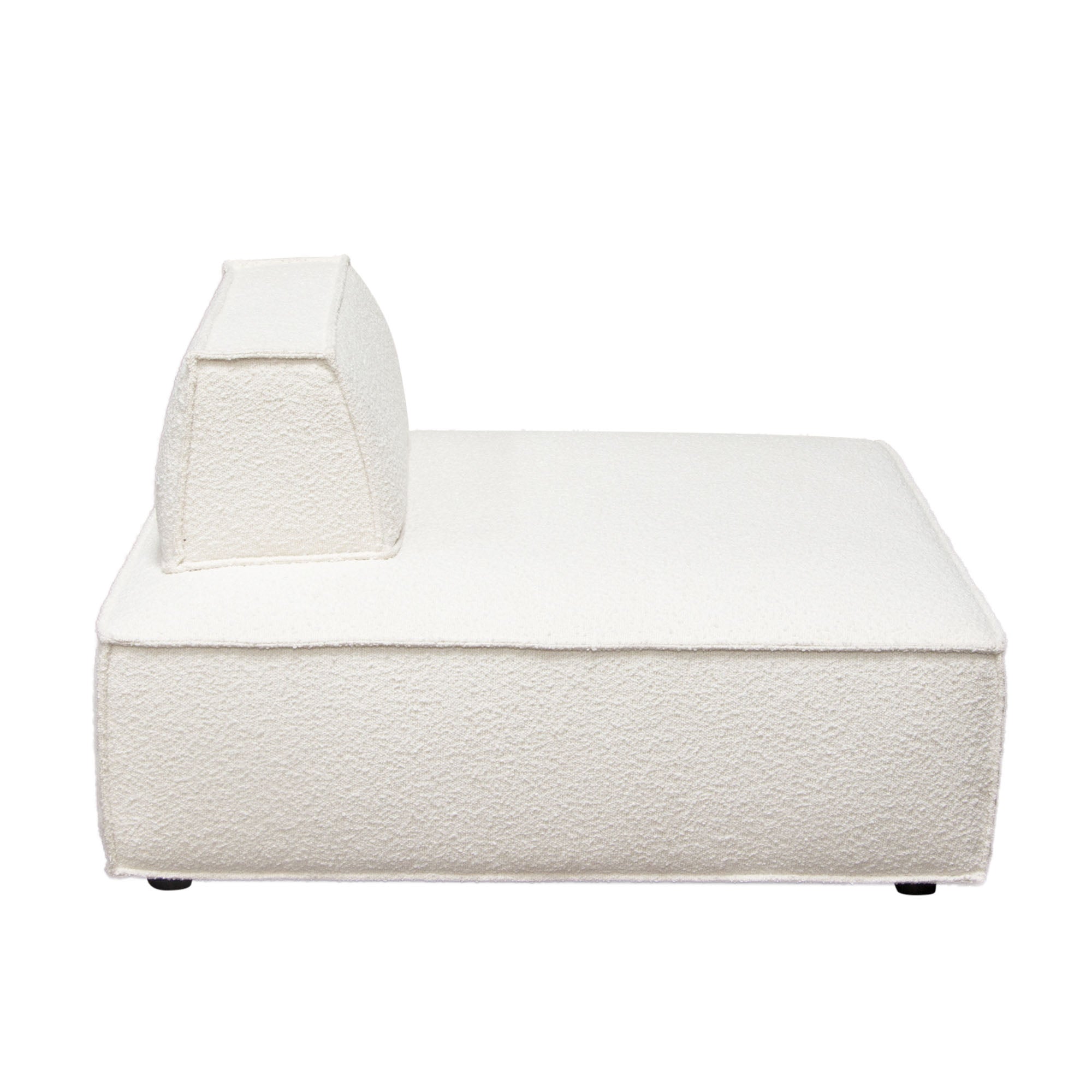 Cara Square Modular Lounger by Diamond Sofa in Ivory Boucle Fabric w/ Moveable, Non-Skid Backrest