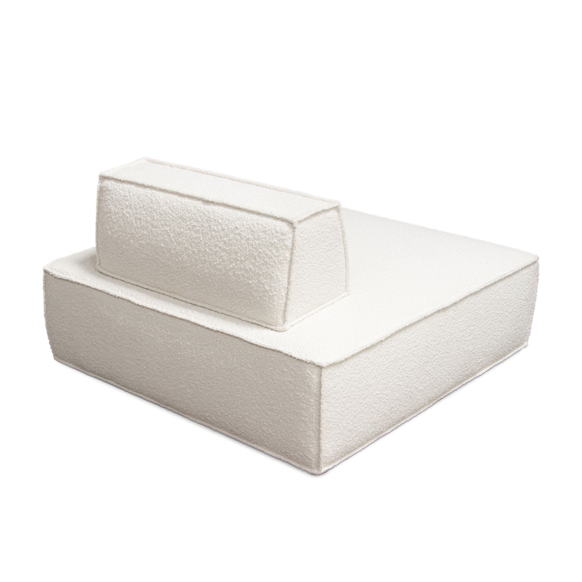 Cara Square Modular Lounger by Diamond Sofa in Ivory Boucle Fabric w/ Moveable, Non-Skid Backrest