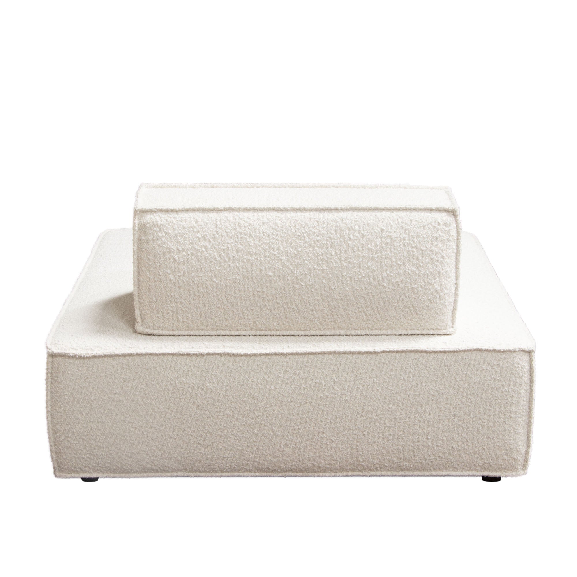 Cara Square Modular Lounger by Diamond Sofa in Ivory Boucle Fabric w/ Moveable, Non-Skid Backrest