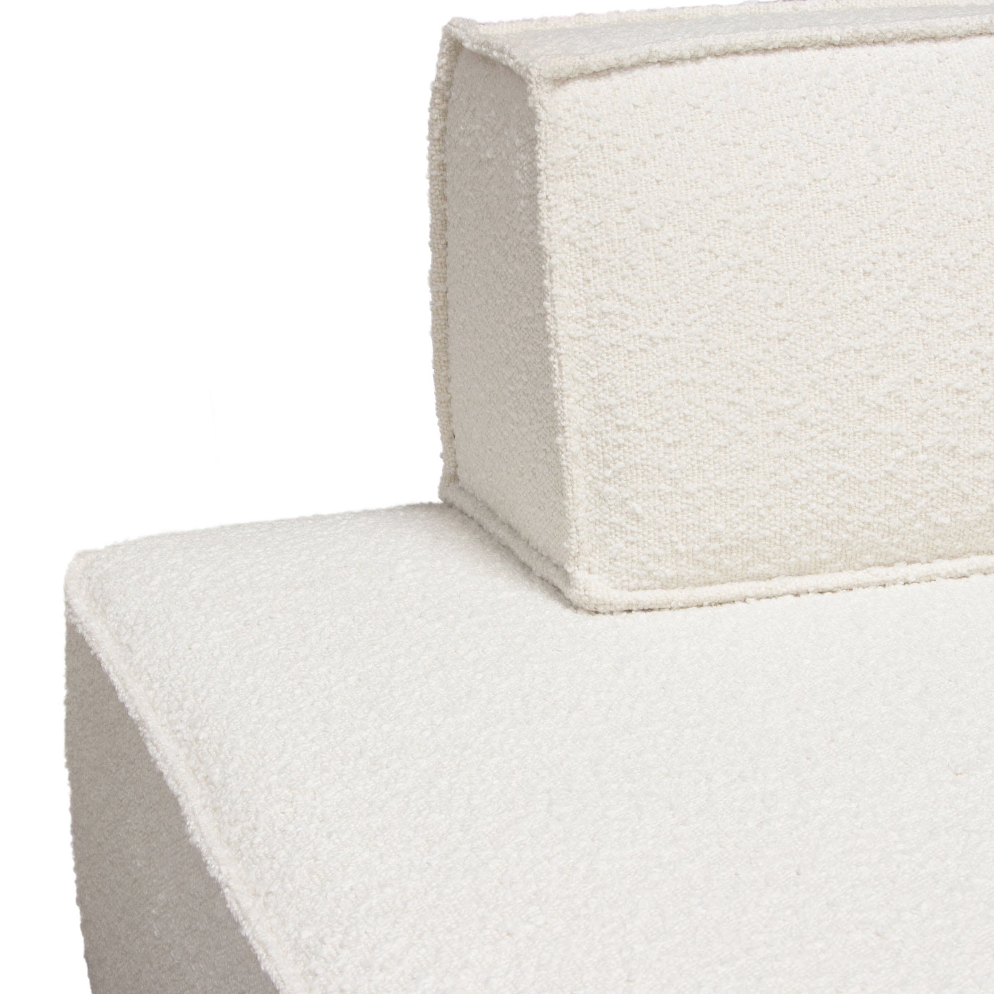 Cara Square Modular Lounger by Diamond Sofa in Ivory Boucle Fabric w/ Moveable, Non-Skid Backrest