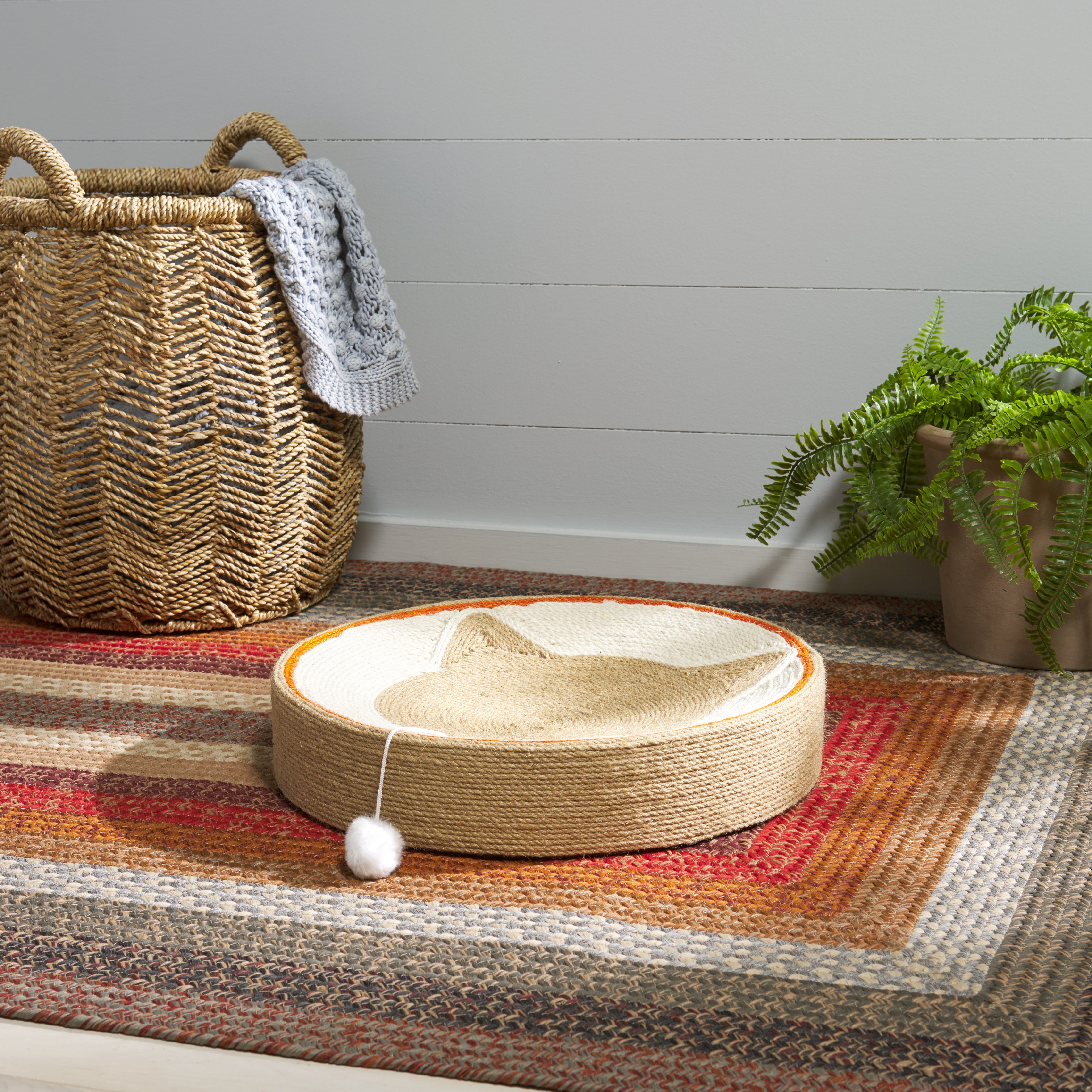 CAT SCRATCH TOY 100 JUTE NEST NATURAL RUST W18'' x L18'' x H4''