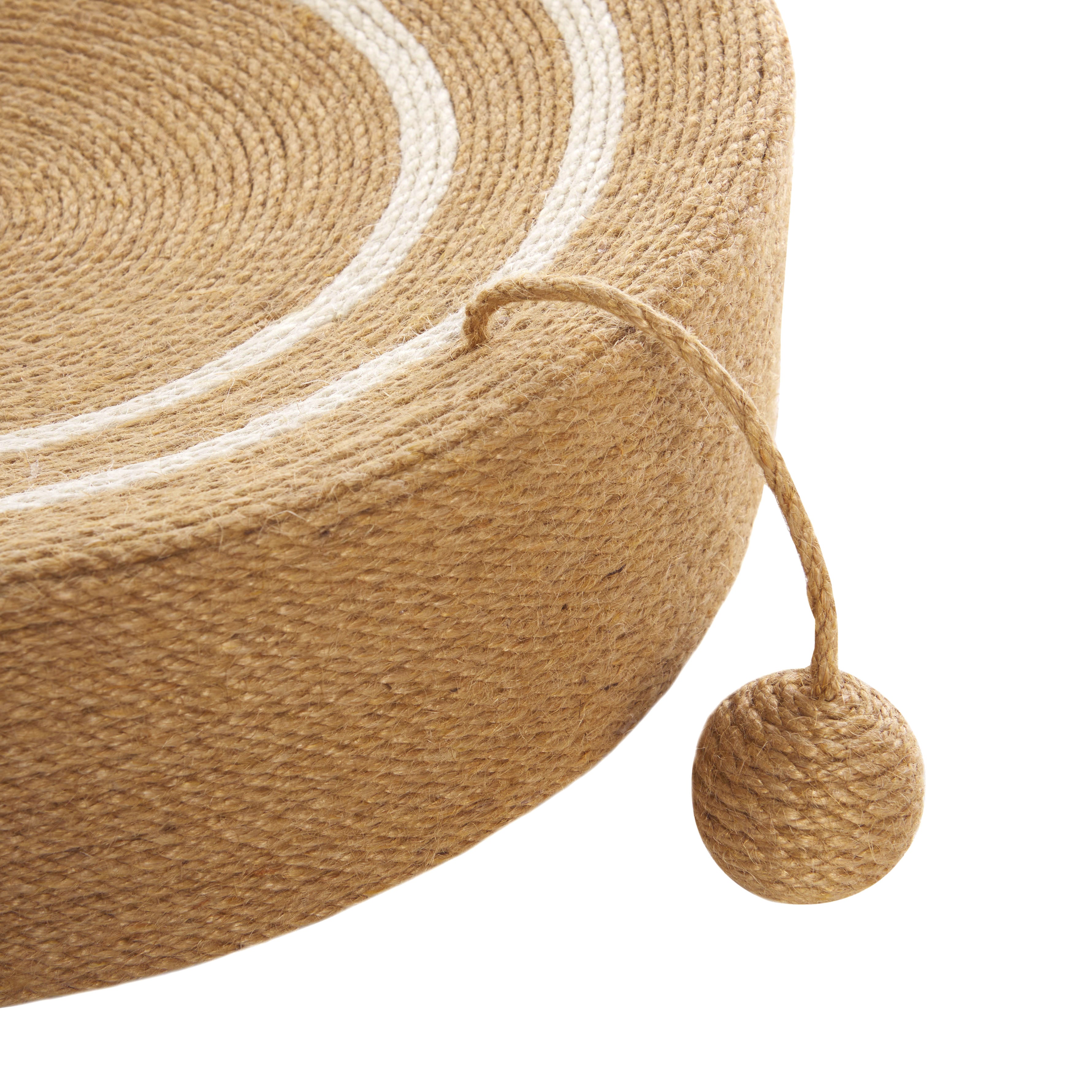 CAT SCRATCH TOY 100 JUTE BED ROUND NATURAL IVORY W16'' x L16'' x H4''