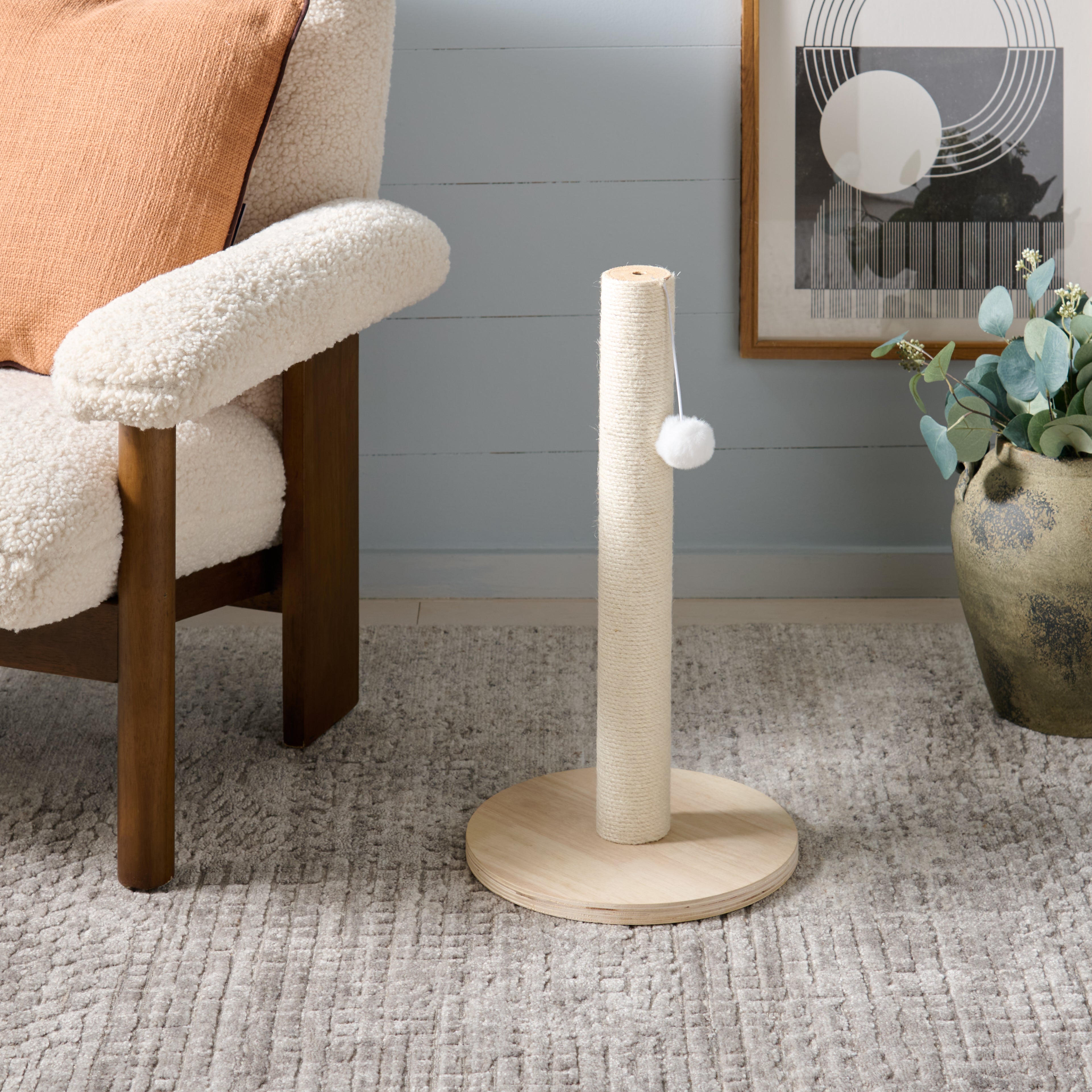 CAT SCRATCH TOY 900 JUTE SCRATCHING POST IVORY NATURAL W12" x L12" x H21"