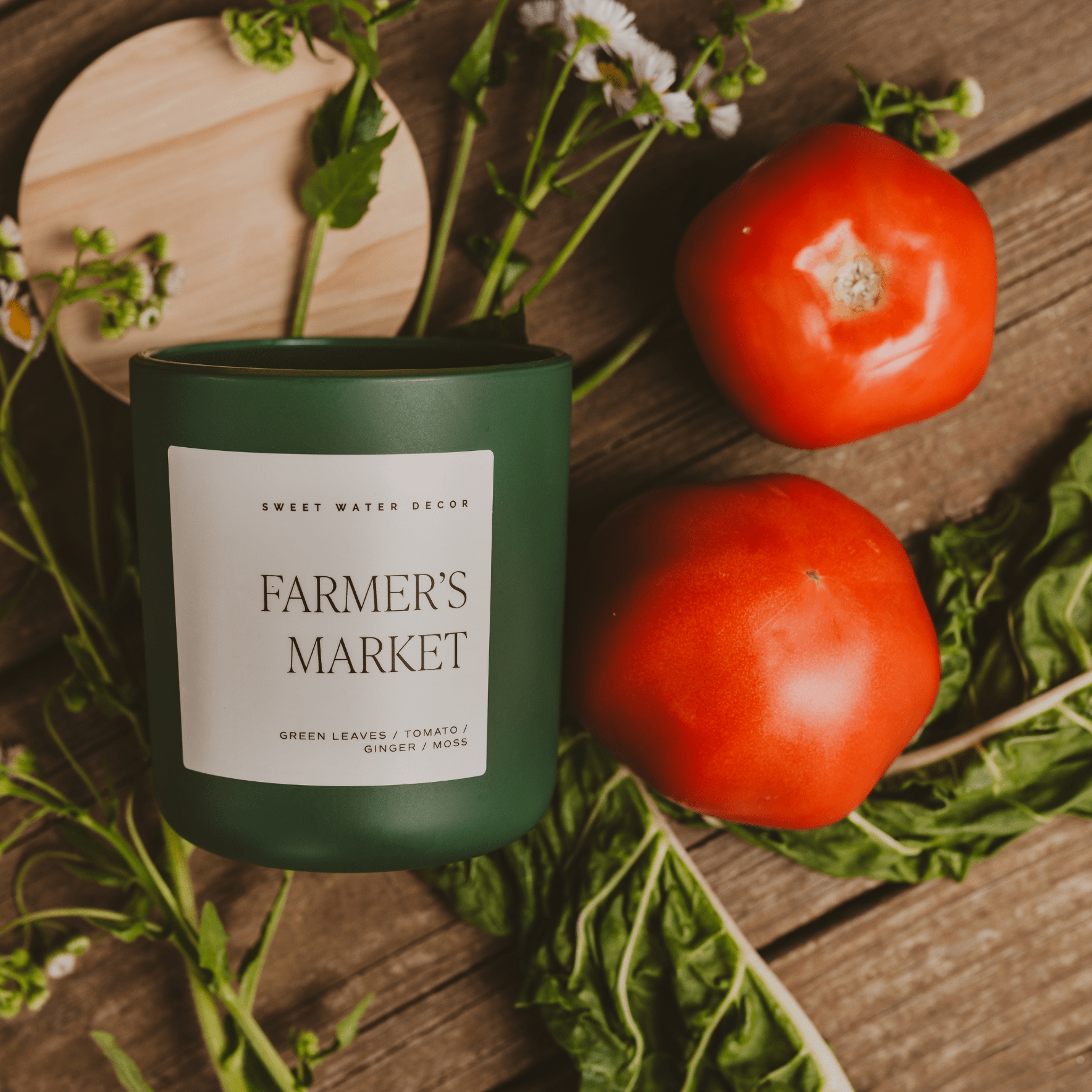 Farmers Market Soy Candle - Green Matte Jar - 15 oz