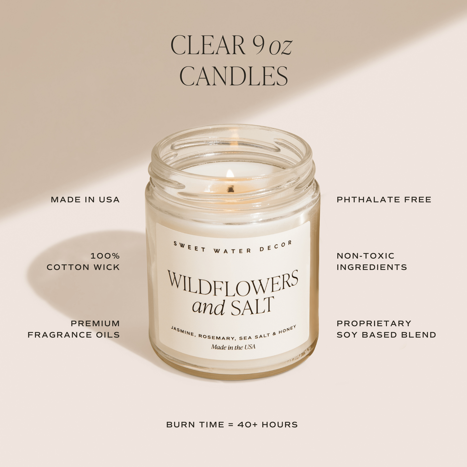 Palo Santo Patchouli Soy Candle - Clear Jar - 9 oz