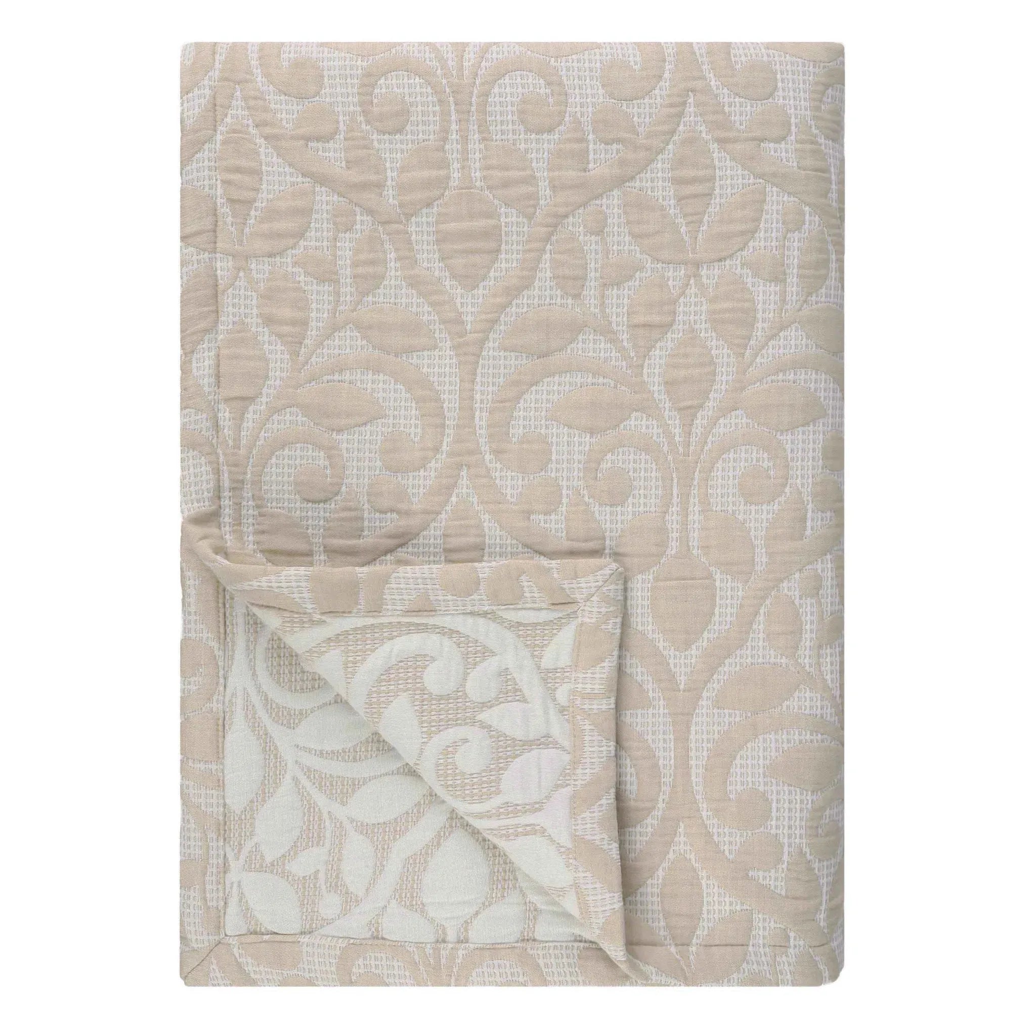Vineyard Cotton Blend Medium Weight Matelasse Floral Scroll Coverlet - Coverlet by Superior Brand
