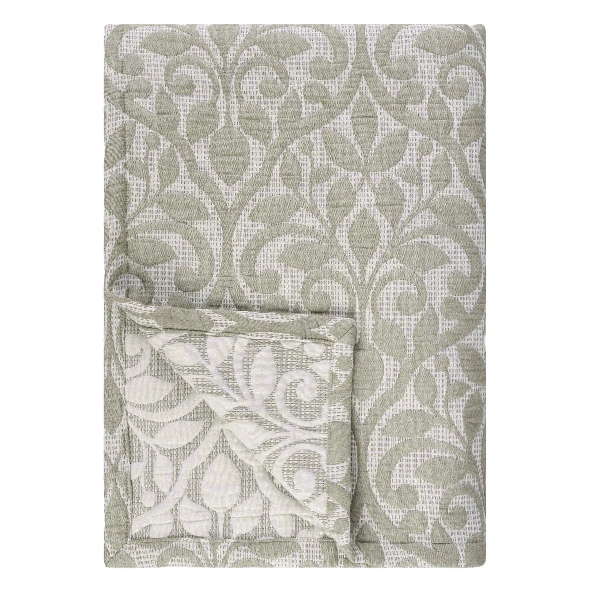 Vineyard Cotton Blend Medium Weight Matelasse Floral Scroll Coverlet - Coverlet by Superior Brand