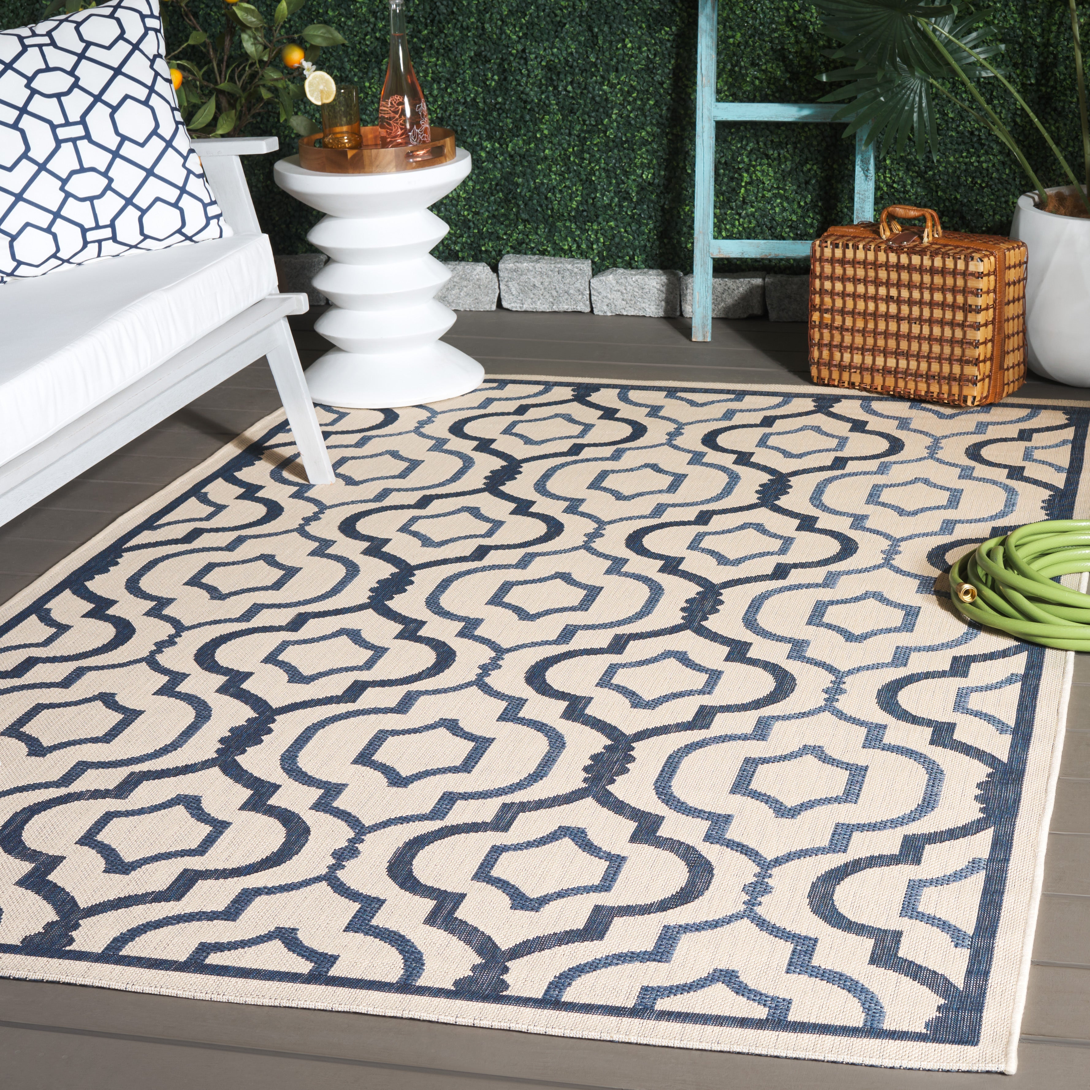 COURTYARD 7938-23621 ANTHRACITE BEIGE W/ AQUA WEFT