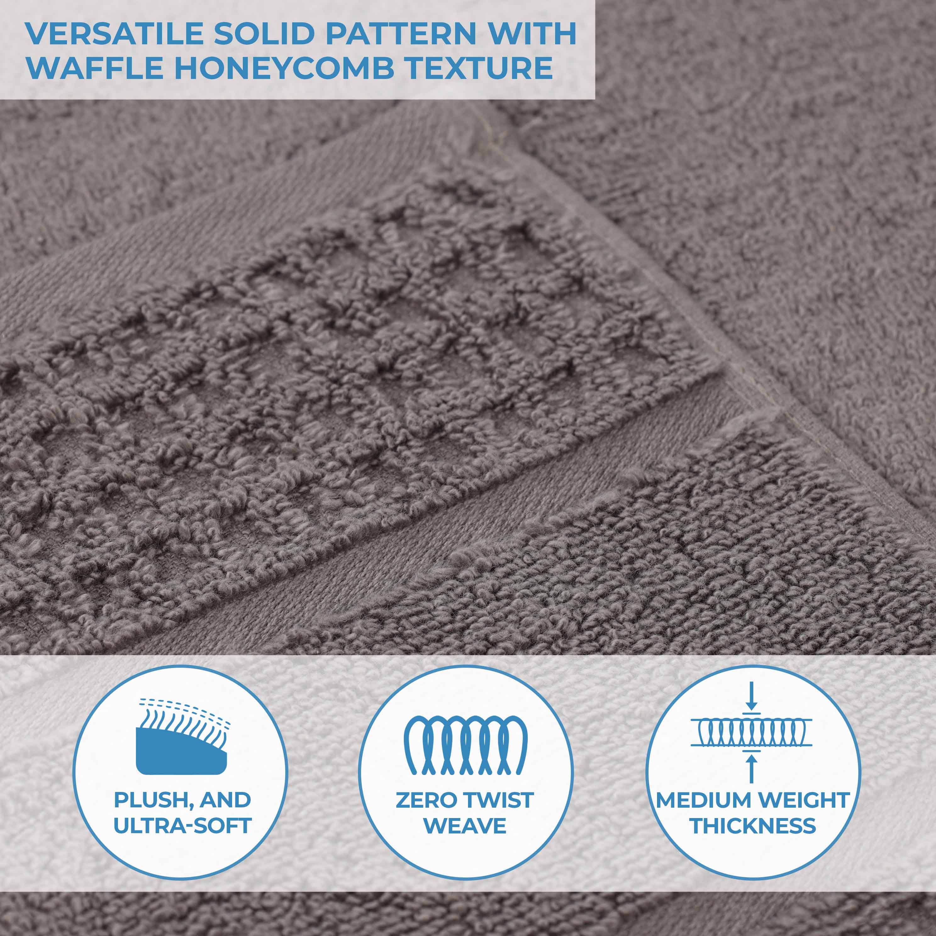 Napa Zero Twist Cotton Solid Waffle Honeycomb Bath Towel Set of 3 - Bath Towel by Superior Brand