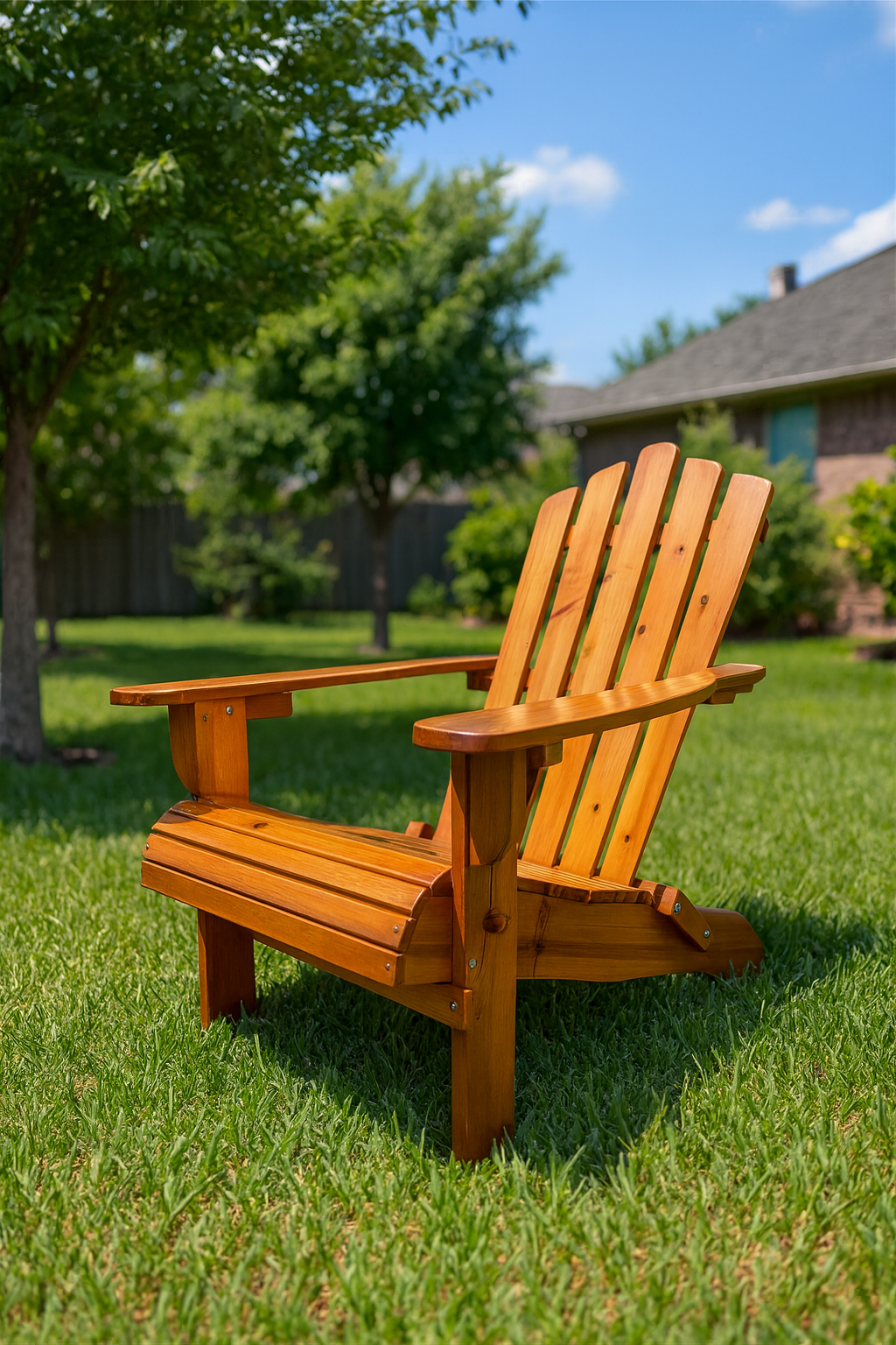 Foldable Solid Wood Adirondack Chair in Oak Finish