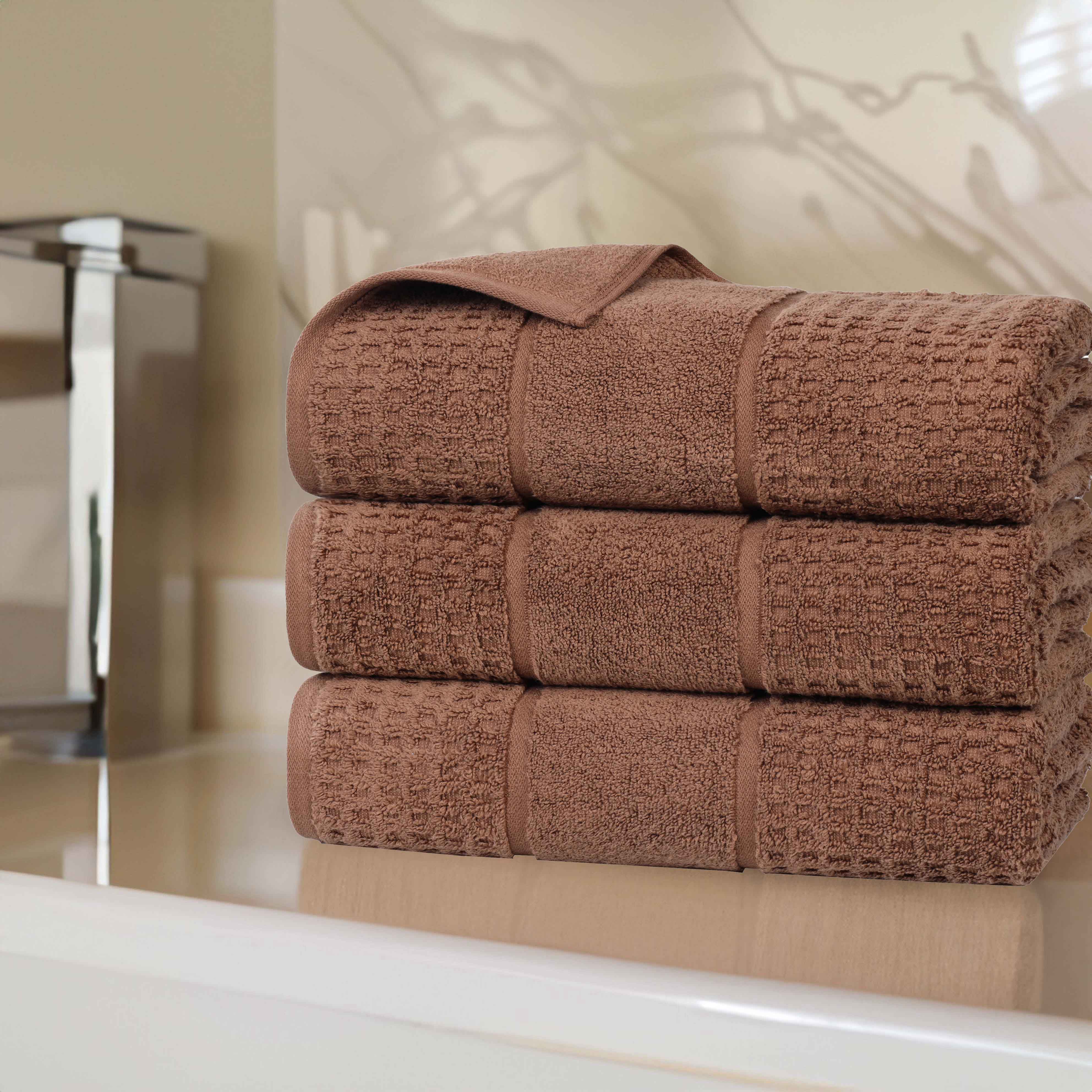 Napa Zero Twist Cotton Solid Waffle Honeycomb Bath Towel Set of 3 - Bath Towel by Superior Brand