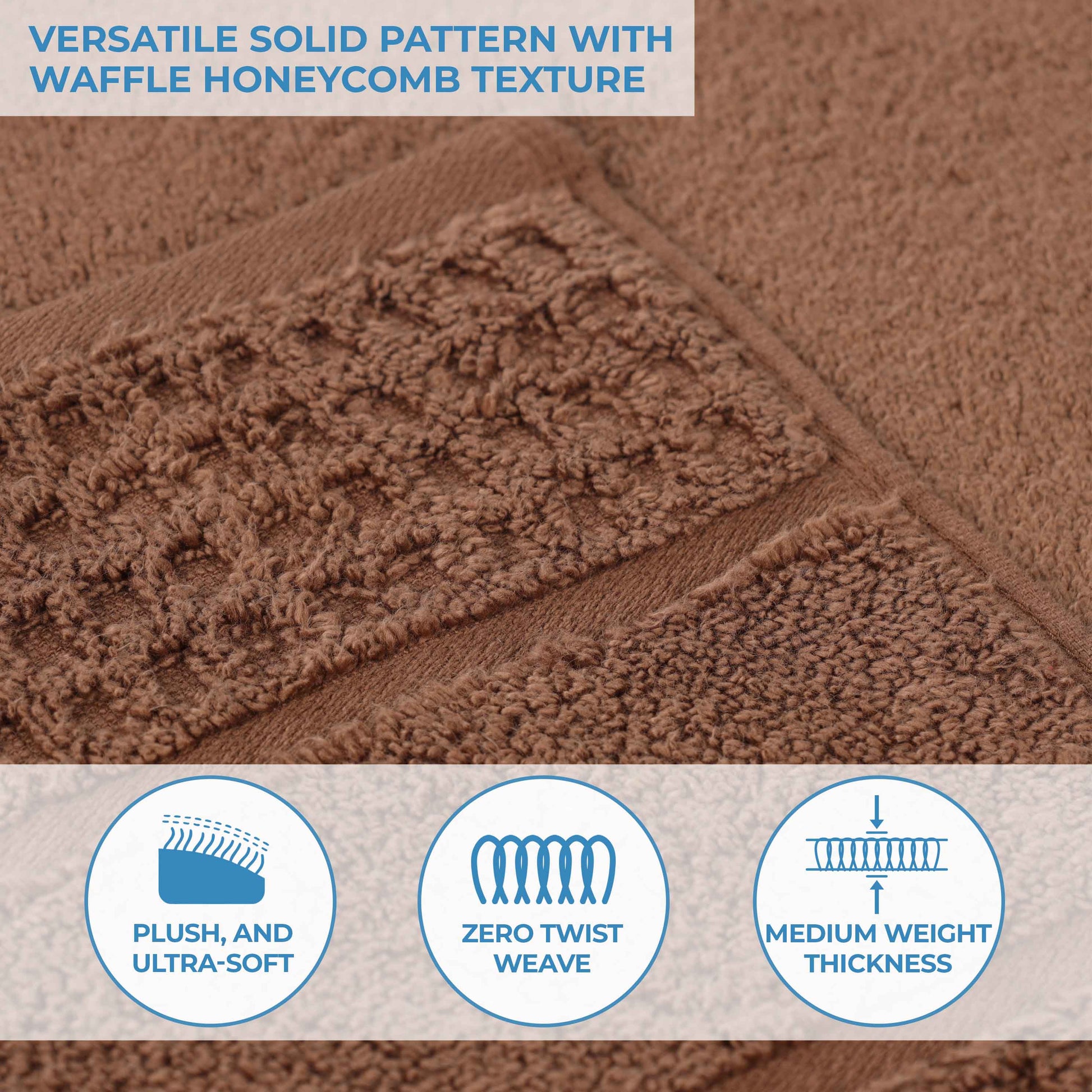 Napa Zero Twist Cotton Solid Waffle Honeycomb Bath Towel Set of 3 - Bath Towel by Superior Brand