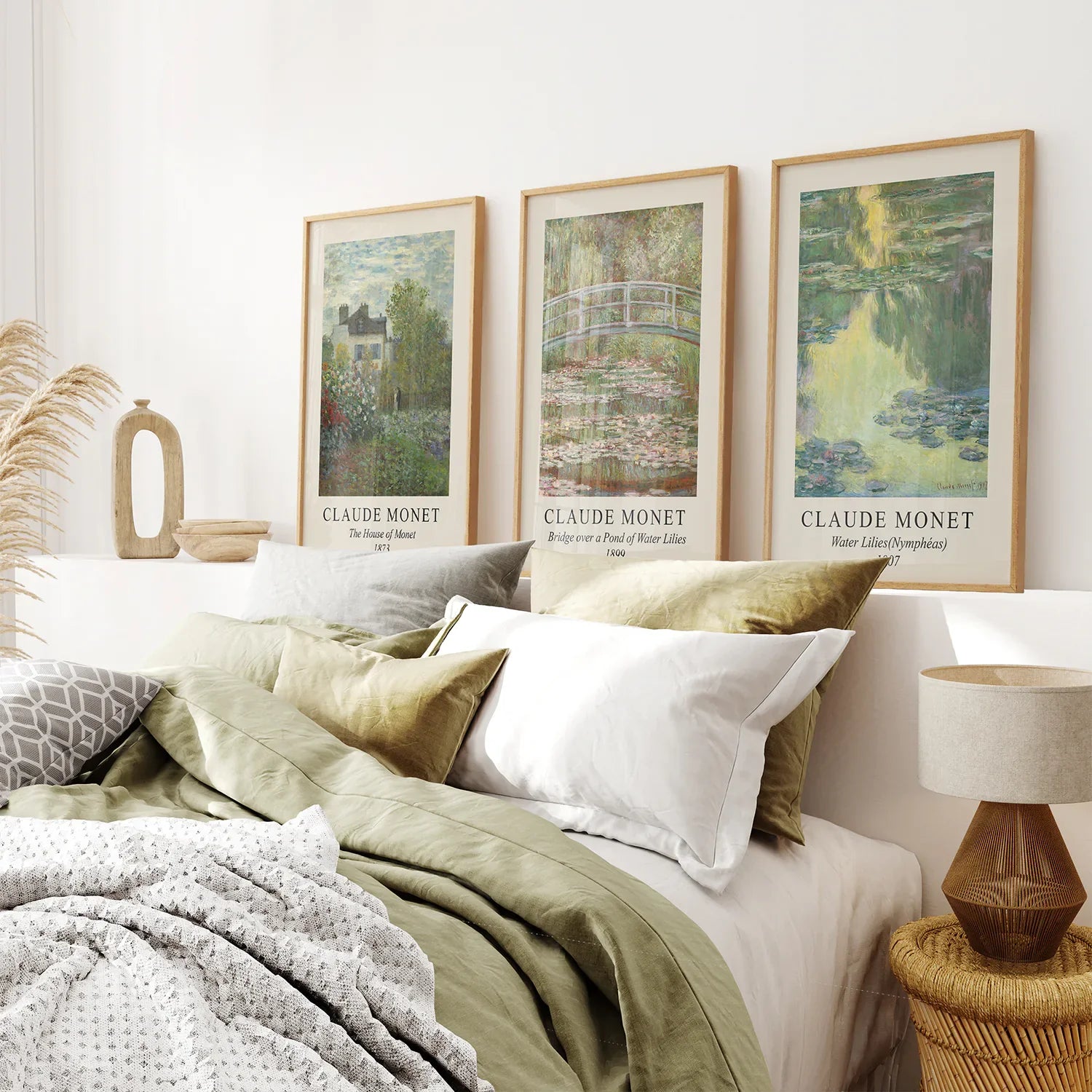 Vintage Farmhouse Decor Set of 3 Prints. Claude Monet