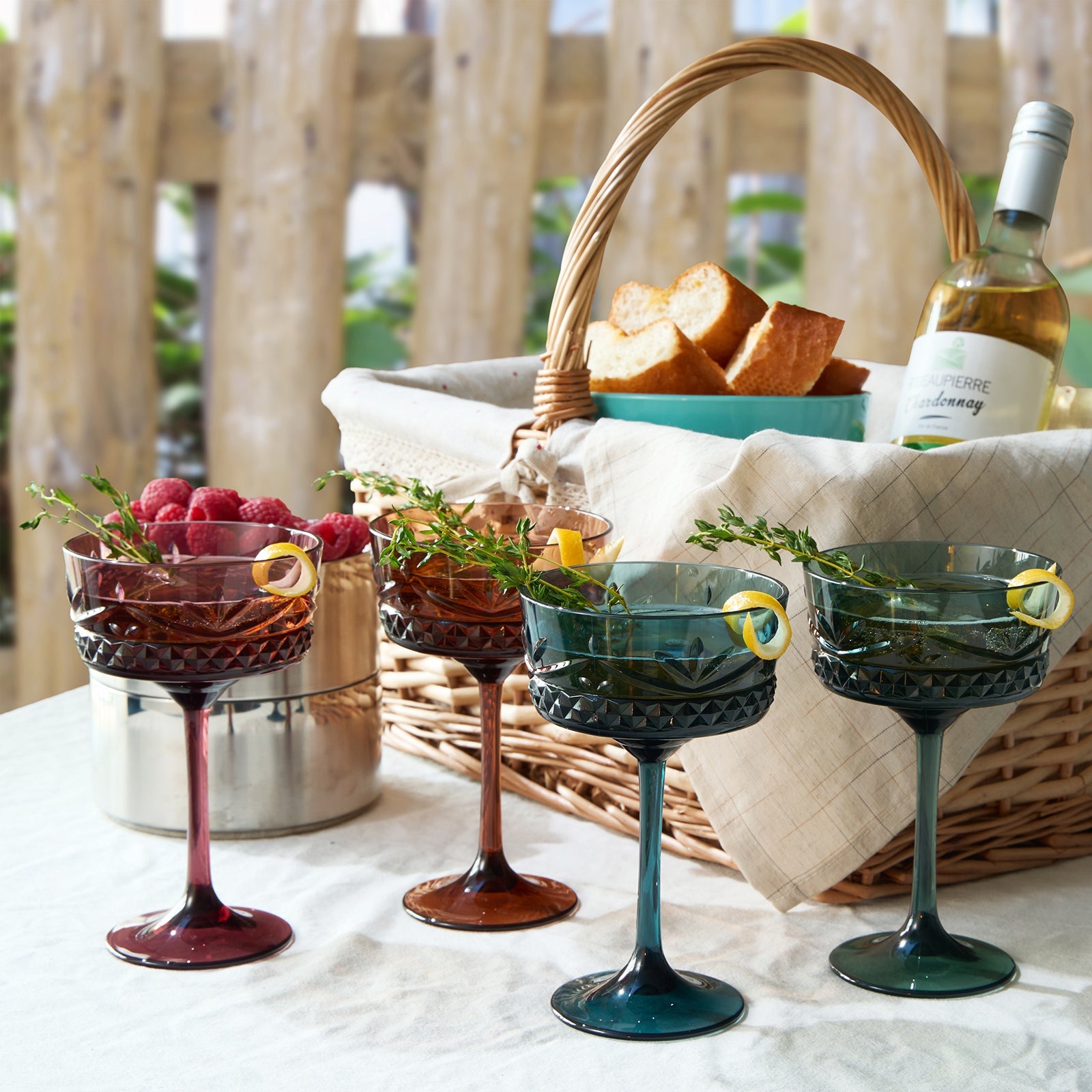 Onix Acrylic Crystal Champagne Coupe, Cocktail Glassware, Set of 4